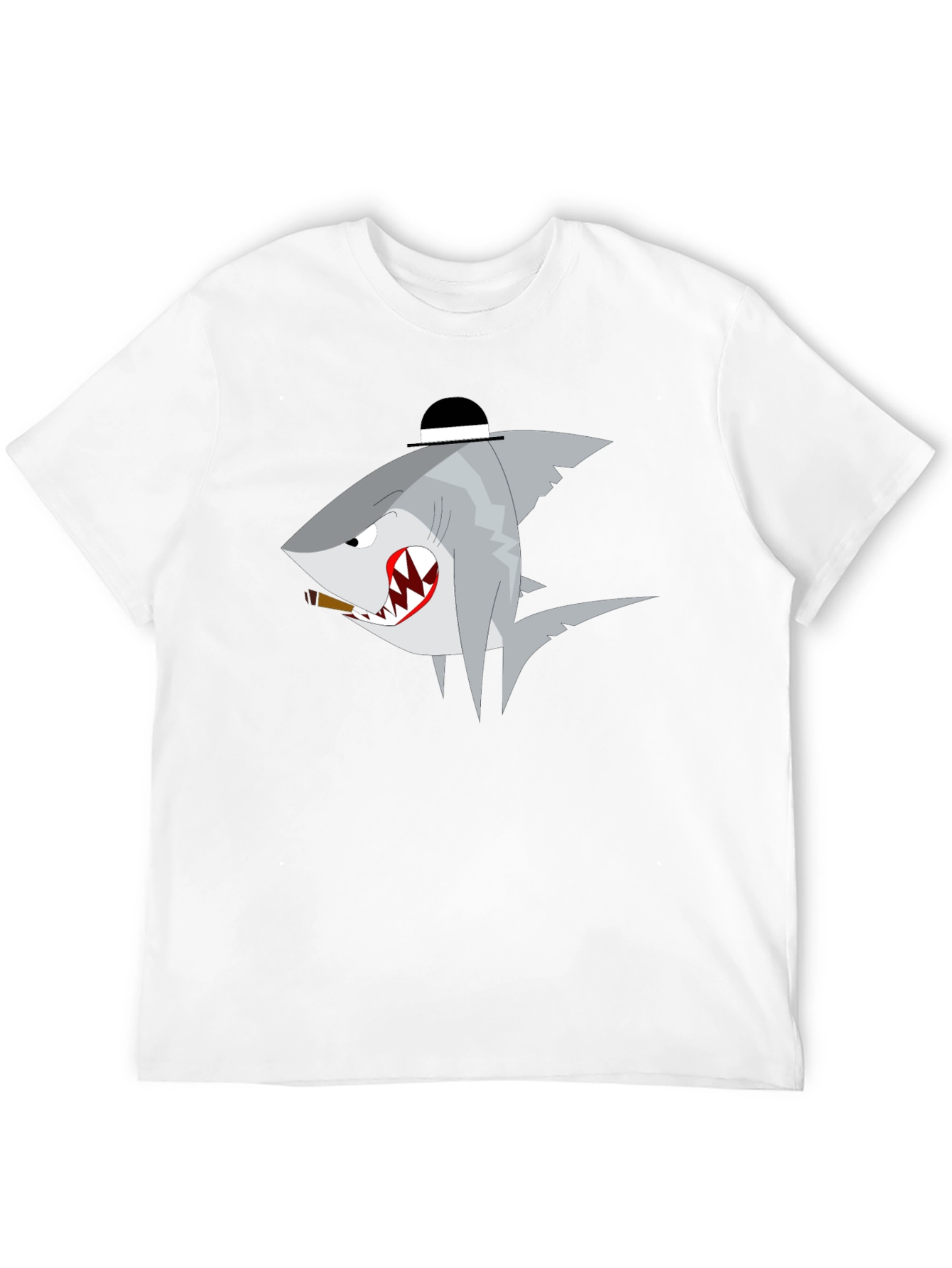 Black Shark with Hat Graphic T-Shirt - Novelty Tee view 12