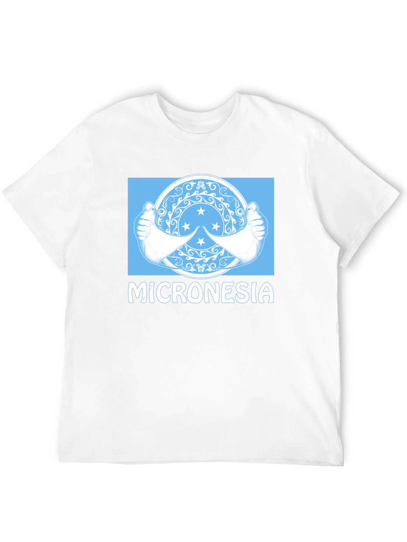 Black Micronesia Flag Graphic T-Shirt - Black Crew Neck Tee view 12