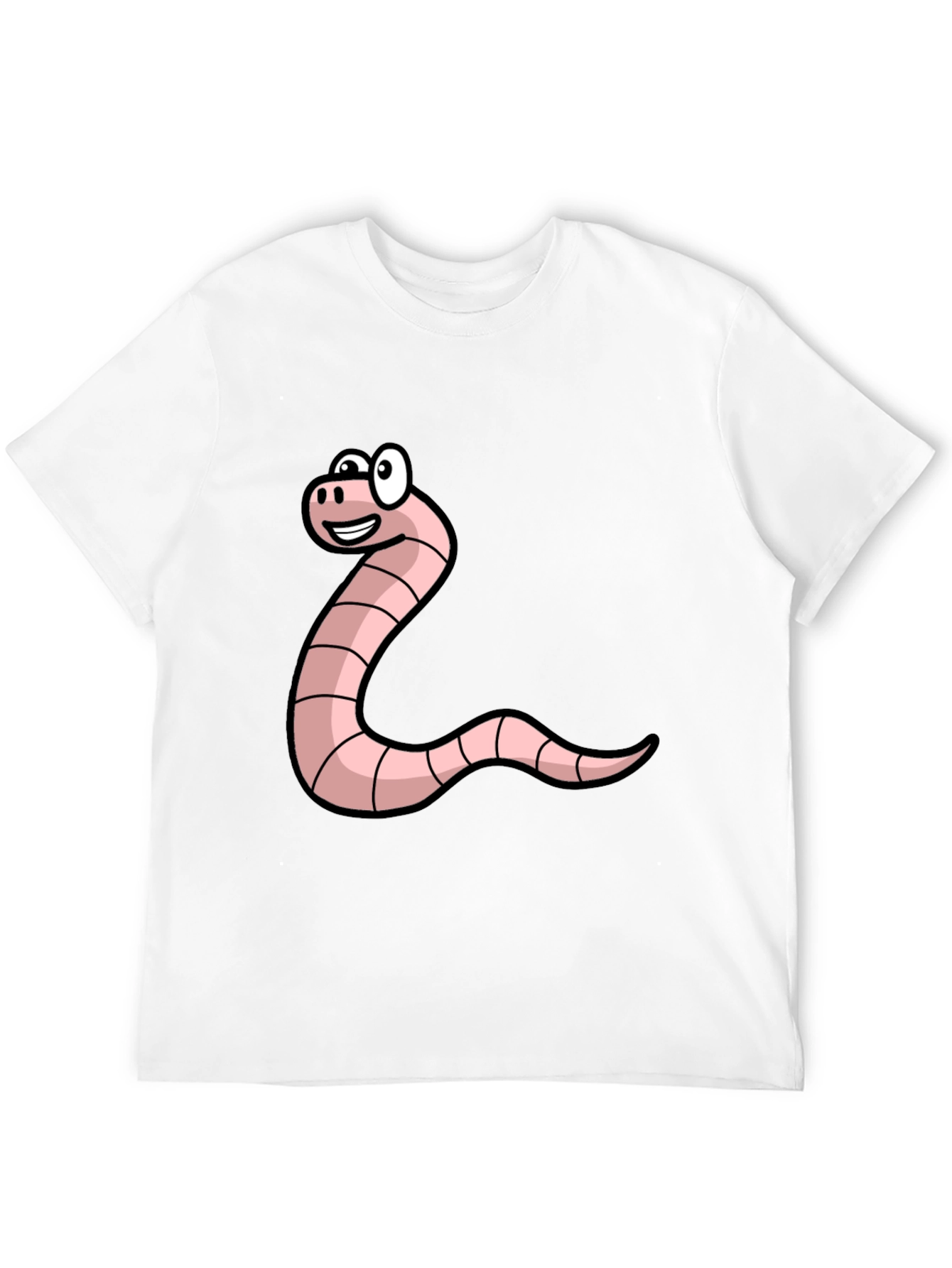 Black Funny Worm Cartoon Graphic Tee - Black Unisex T-Shirt view 12