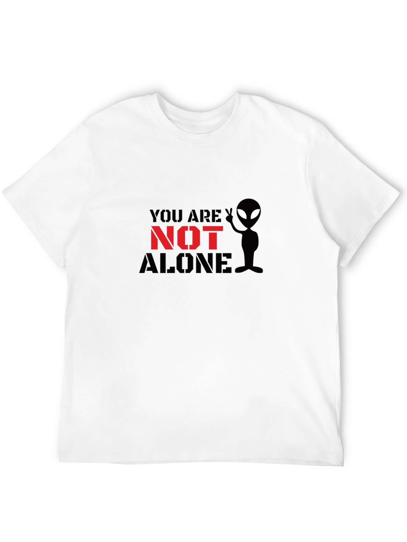 Black You Are Not Alone Alien Graphic T-Shirt view 12