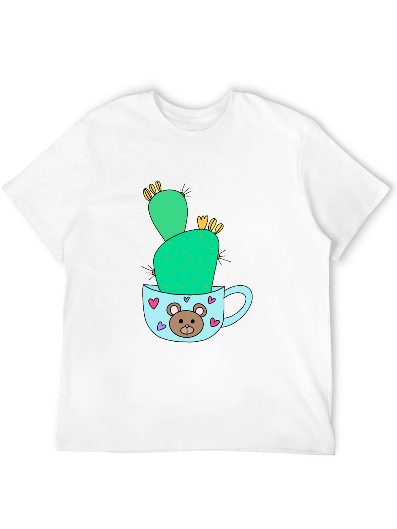 Black Cute Cactus in Mug Graphic Tee view 12
