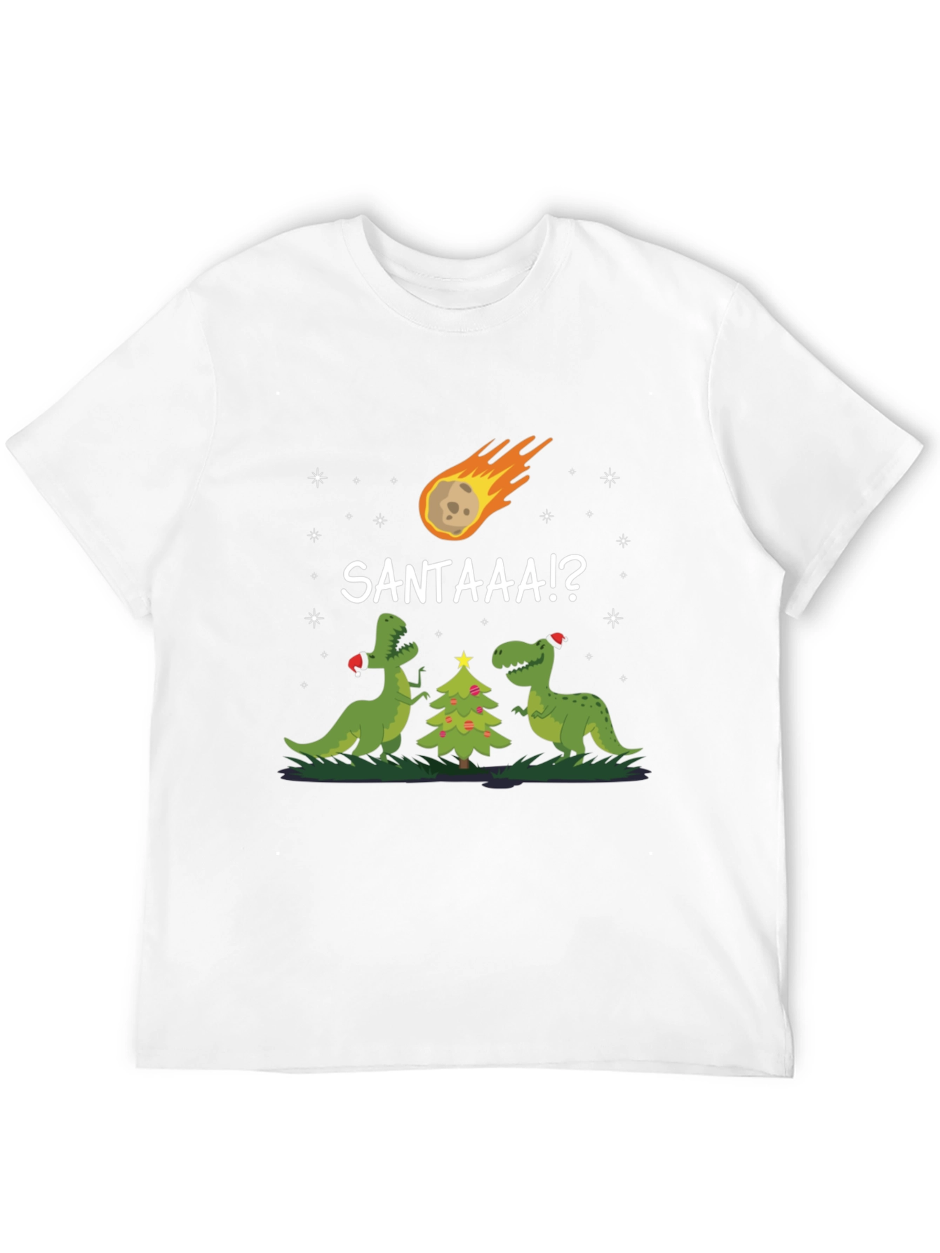 Black Dinosaur Christmas T-Shirt Santa Meteor Funny Tee view 12