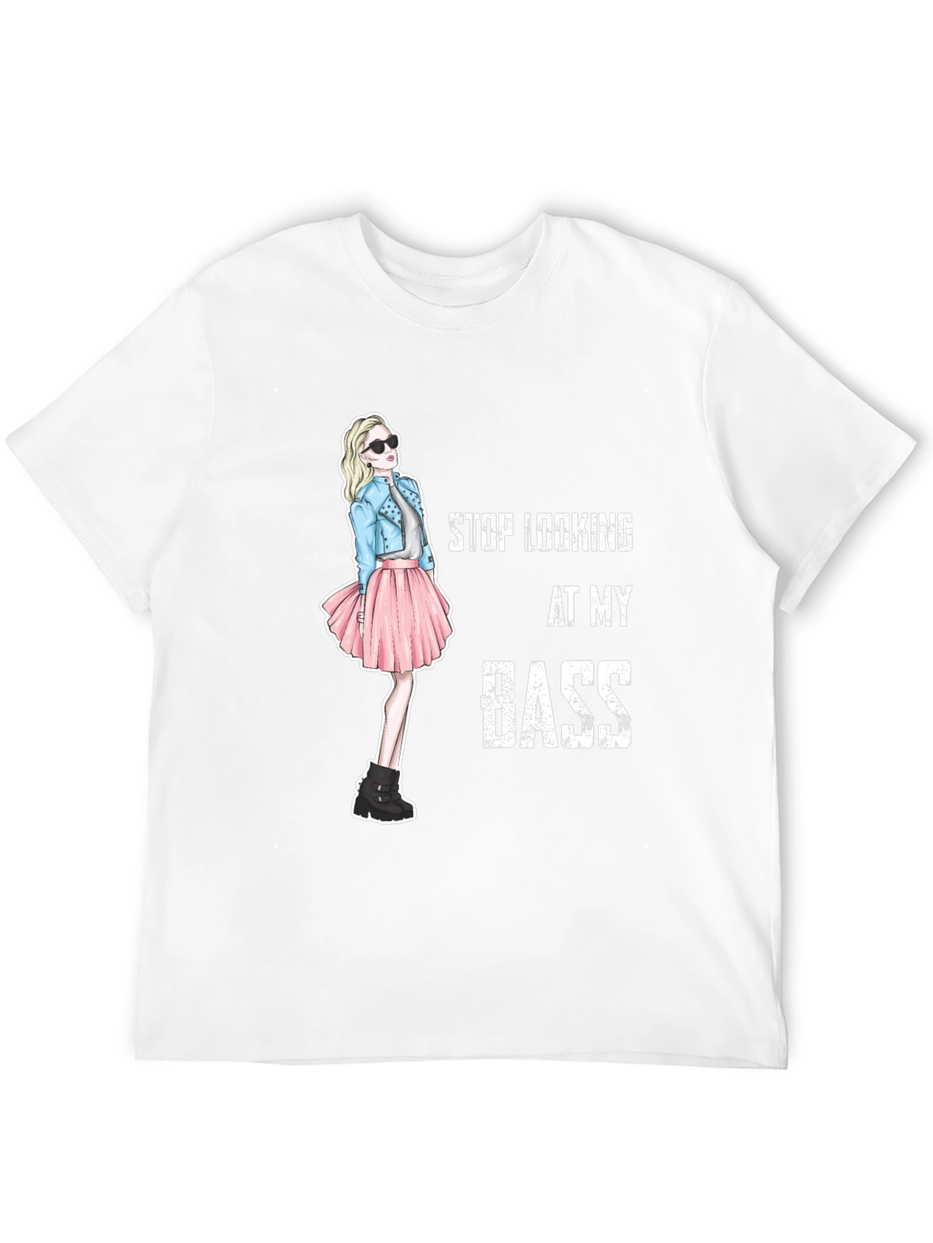 Black Stop Looking At My Bass Funny Graphic T-Shirt view 12