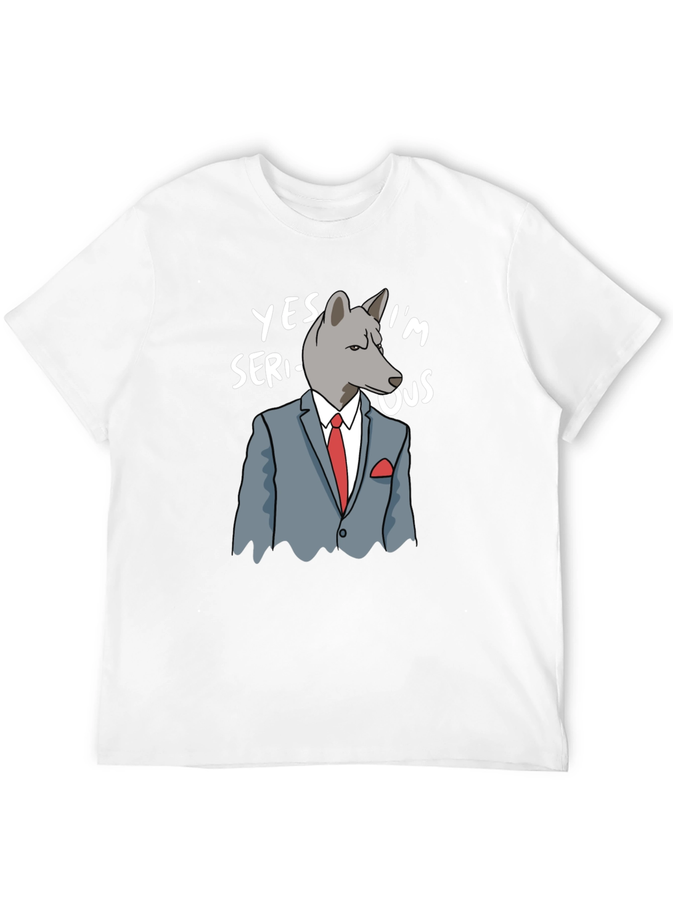 Black Serious Wolf Graphic T-Shirt - Funny Animal Tee view 12