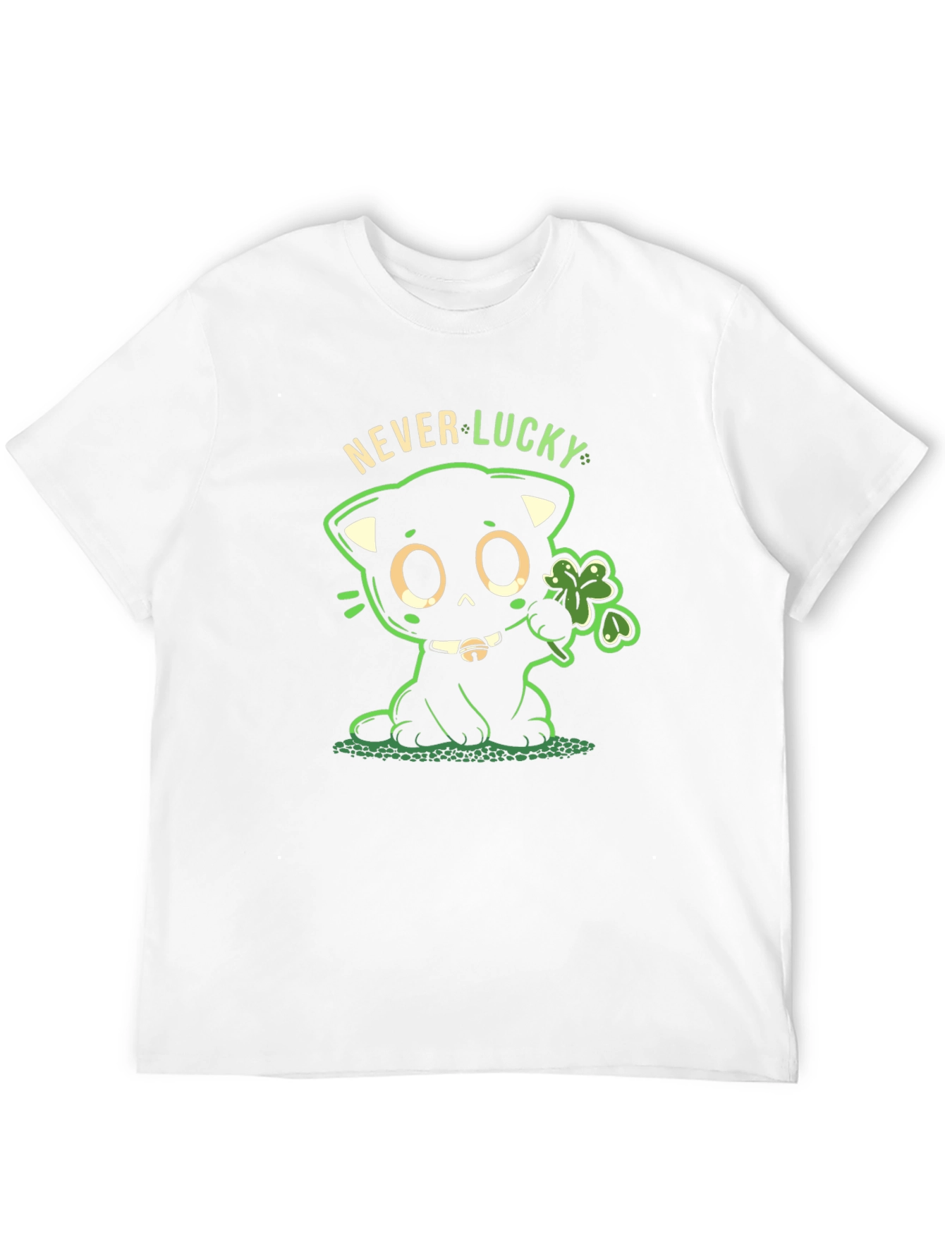 Black Never Lucky Black Cat St. Patrick's Day T-Shirt view 12