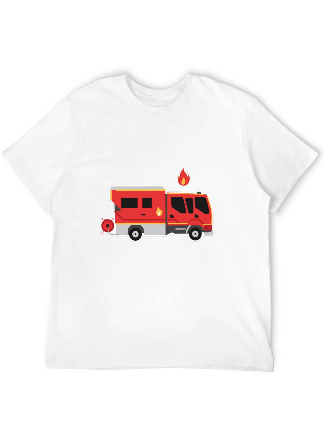 Black Fire Truck Graphic Tee - Black Cotton T-Shirt view 12
