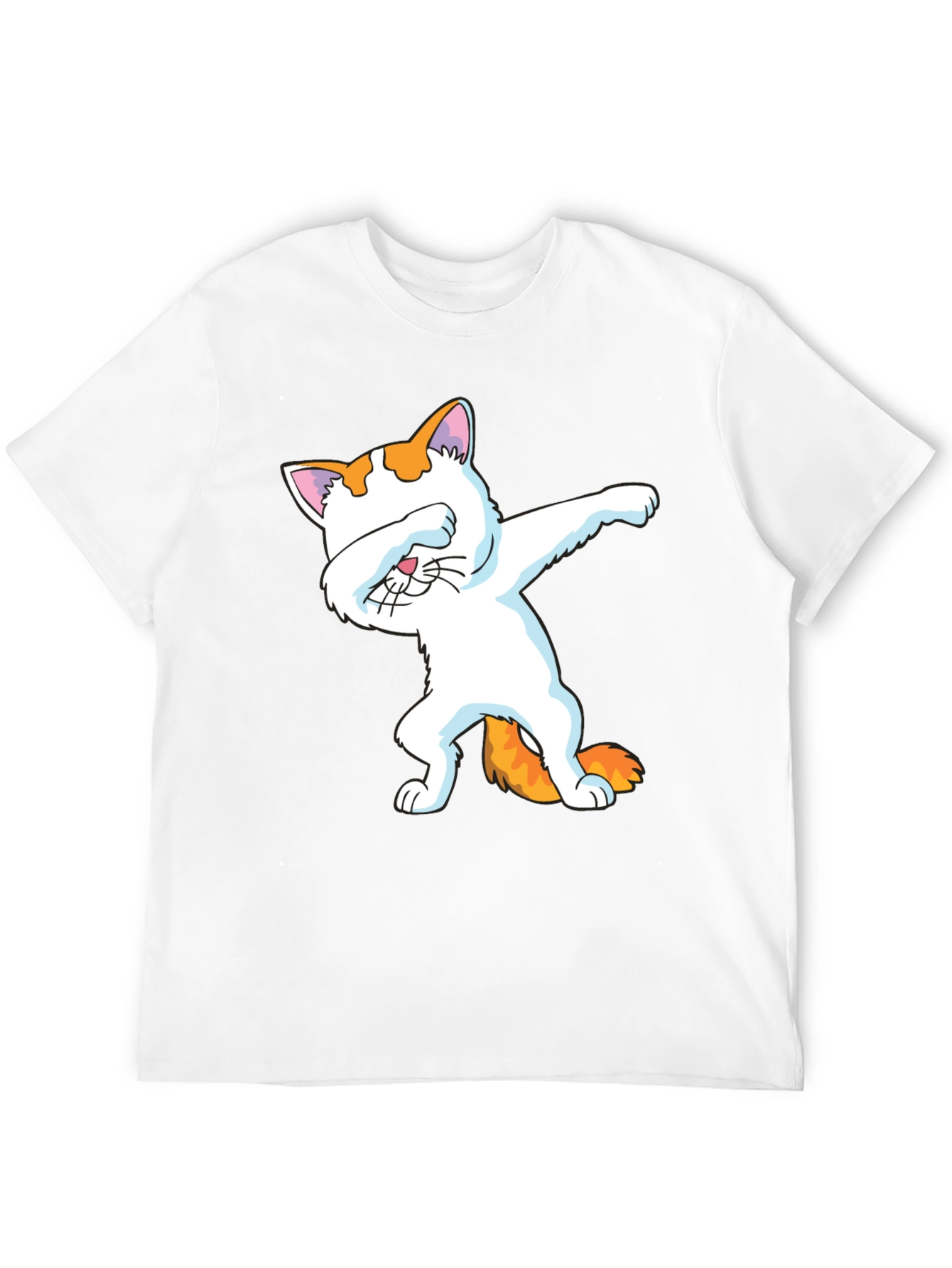 Black Dabbing Cat Graphic Tee - Black Cotton Shirt view 12