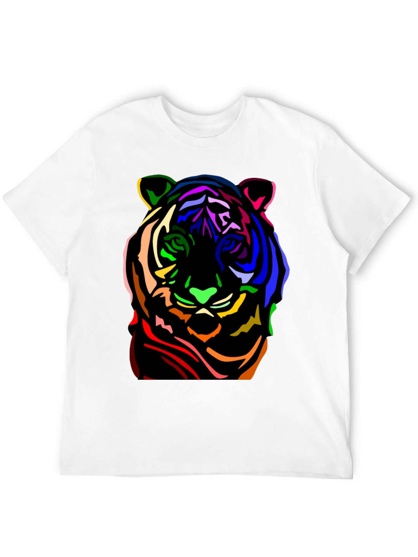 Black Colorful Tiger Graphic Black T-Shirt view 12