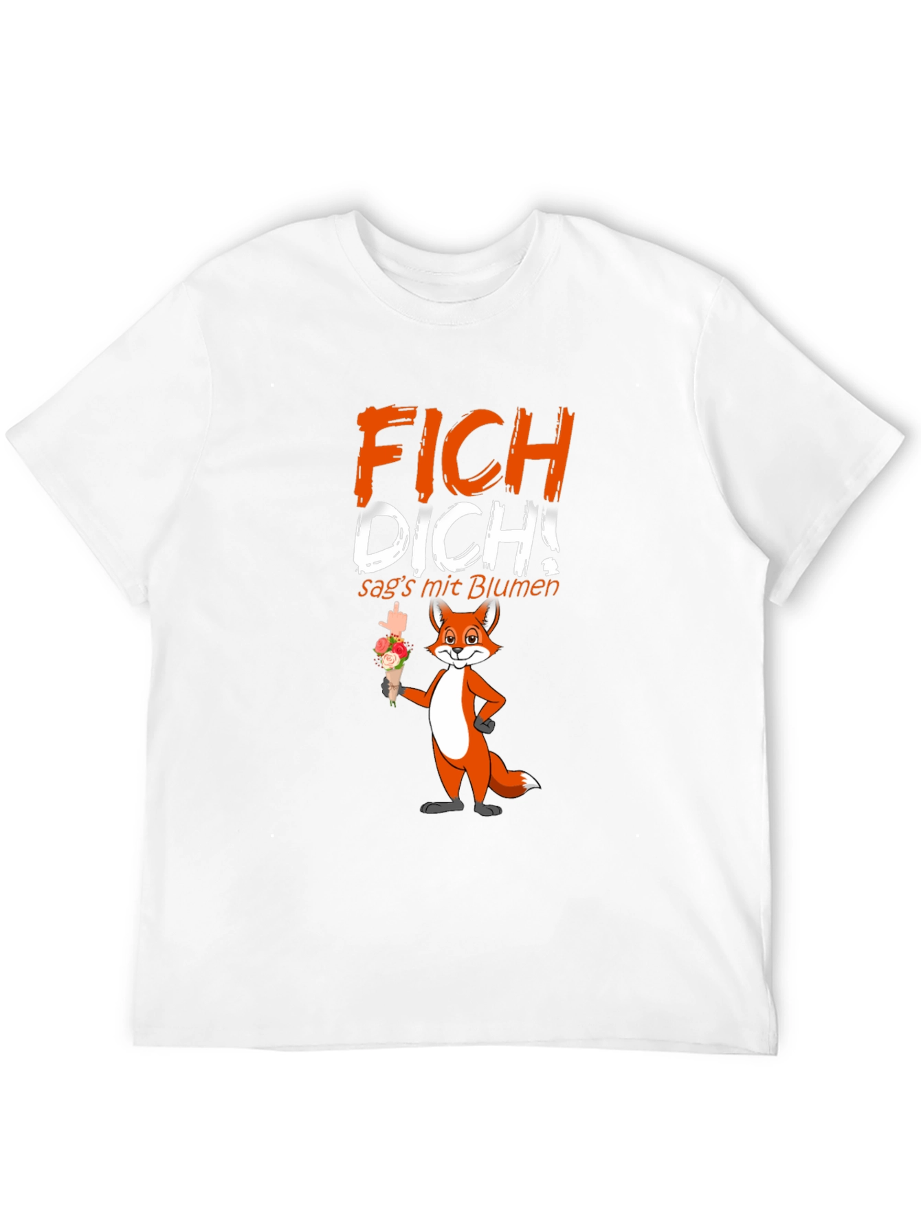 Black FICH DICH! Fox Graphic T-Shirt - Funny Offensive Humor view 12