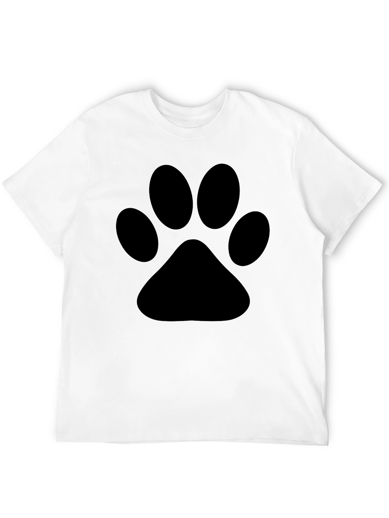 Black Men's Black T-Shirt with Paw Print Design view 12