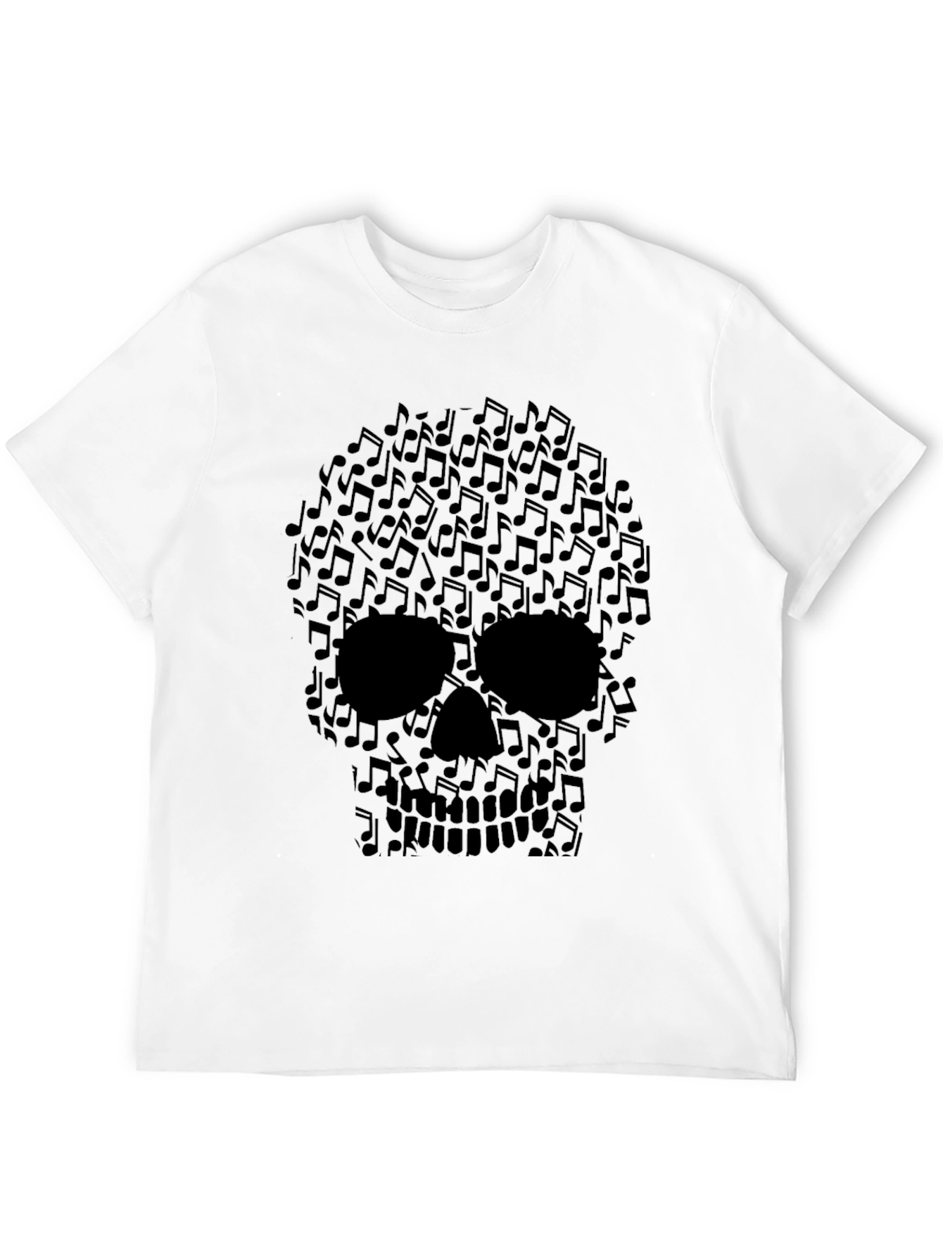 Black Musical Skull Graphic Tee - Rocker Style Shirt view 12