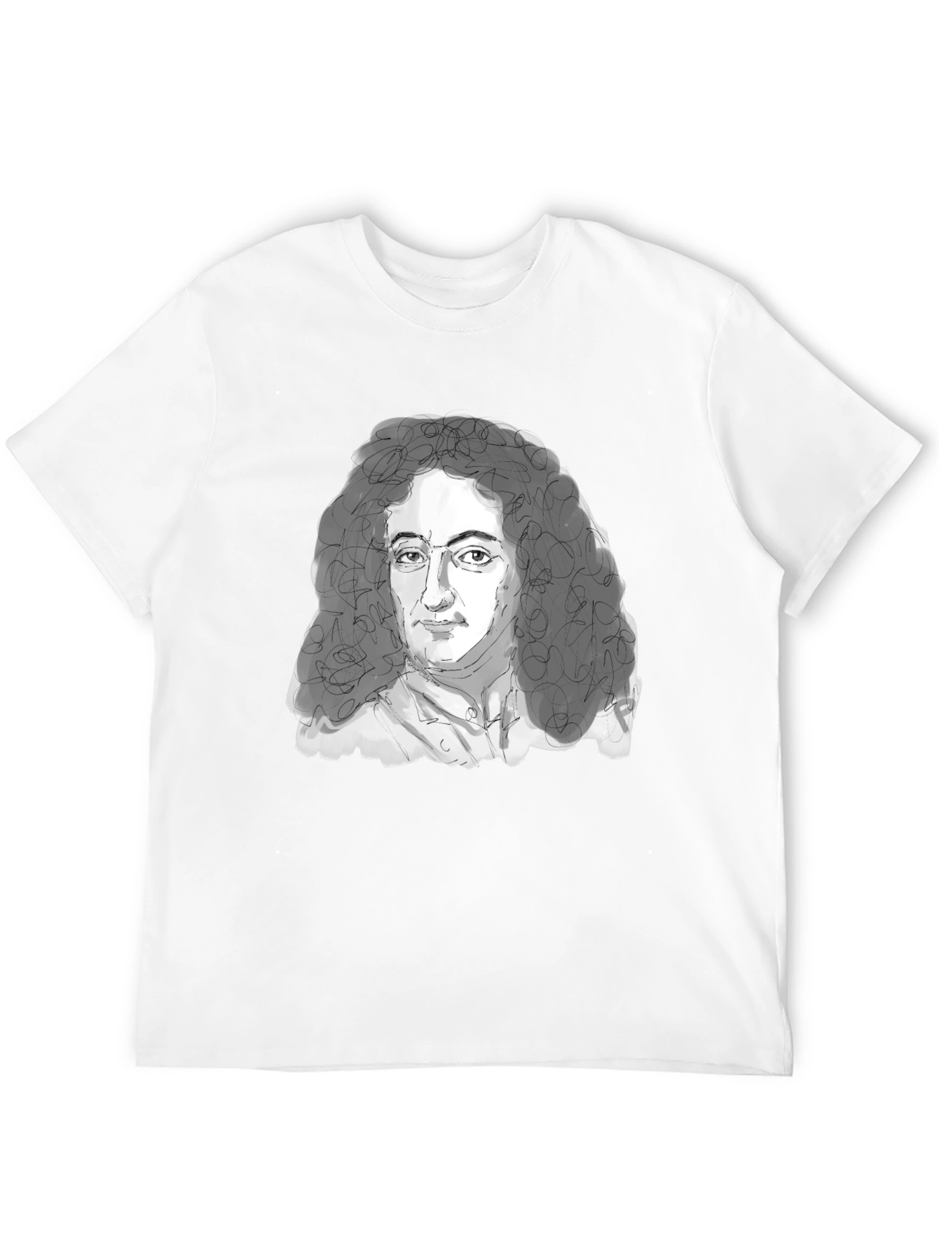 Black Leibniz Portrait T-Shirt - Black Graphic Tee view 12