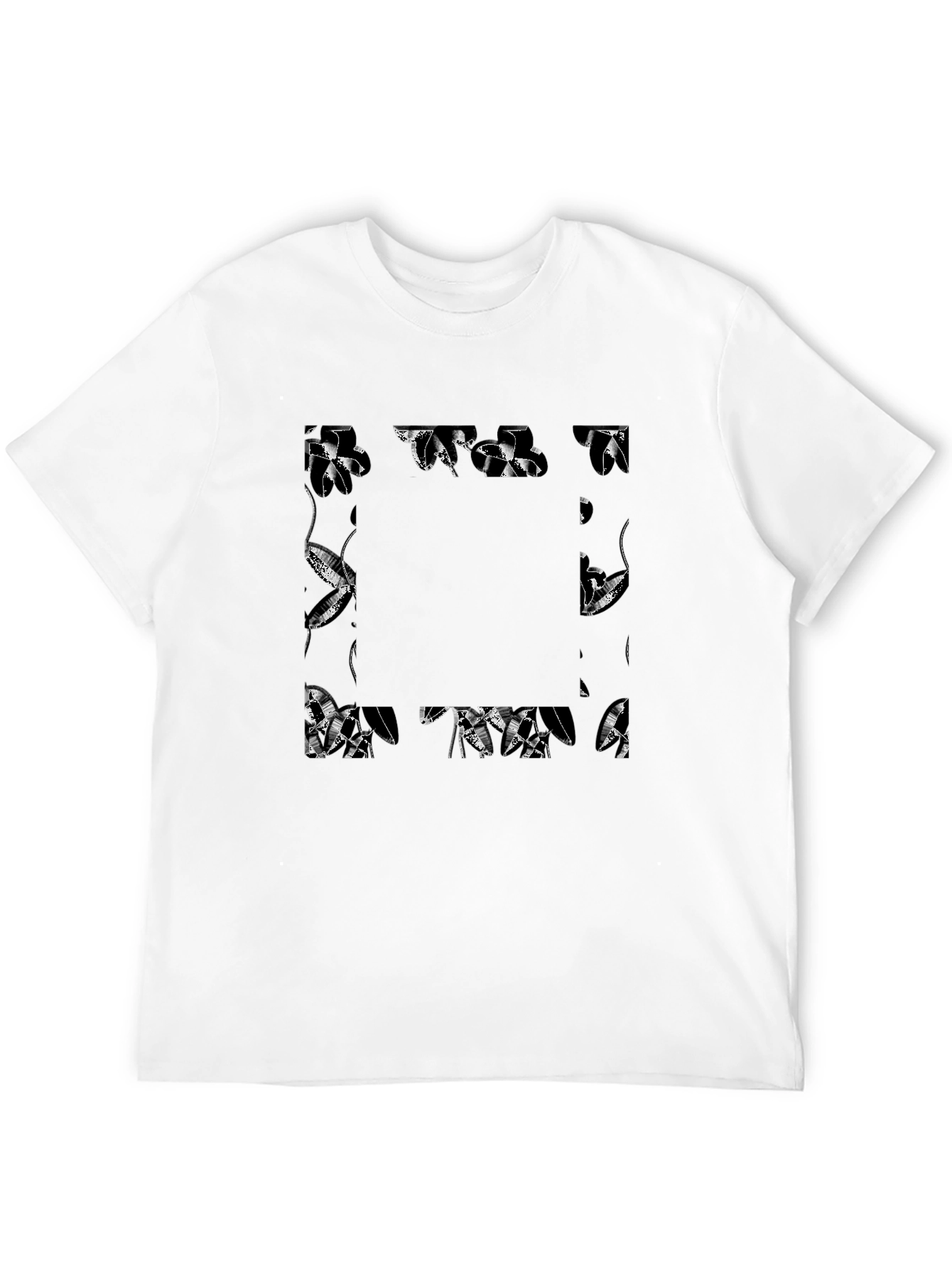 Black Abstract Geometric Print Black T-Shirt view 12