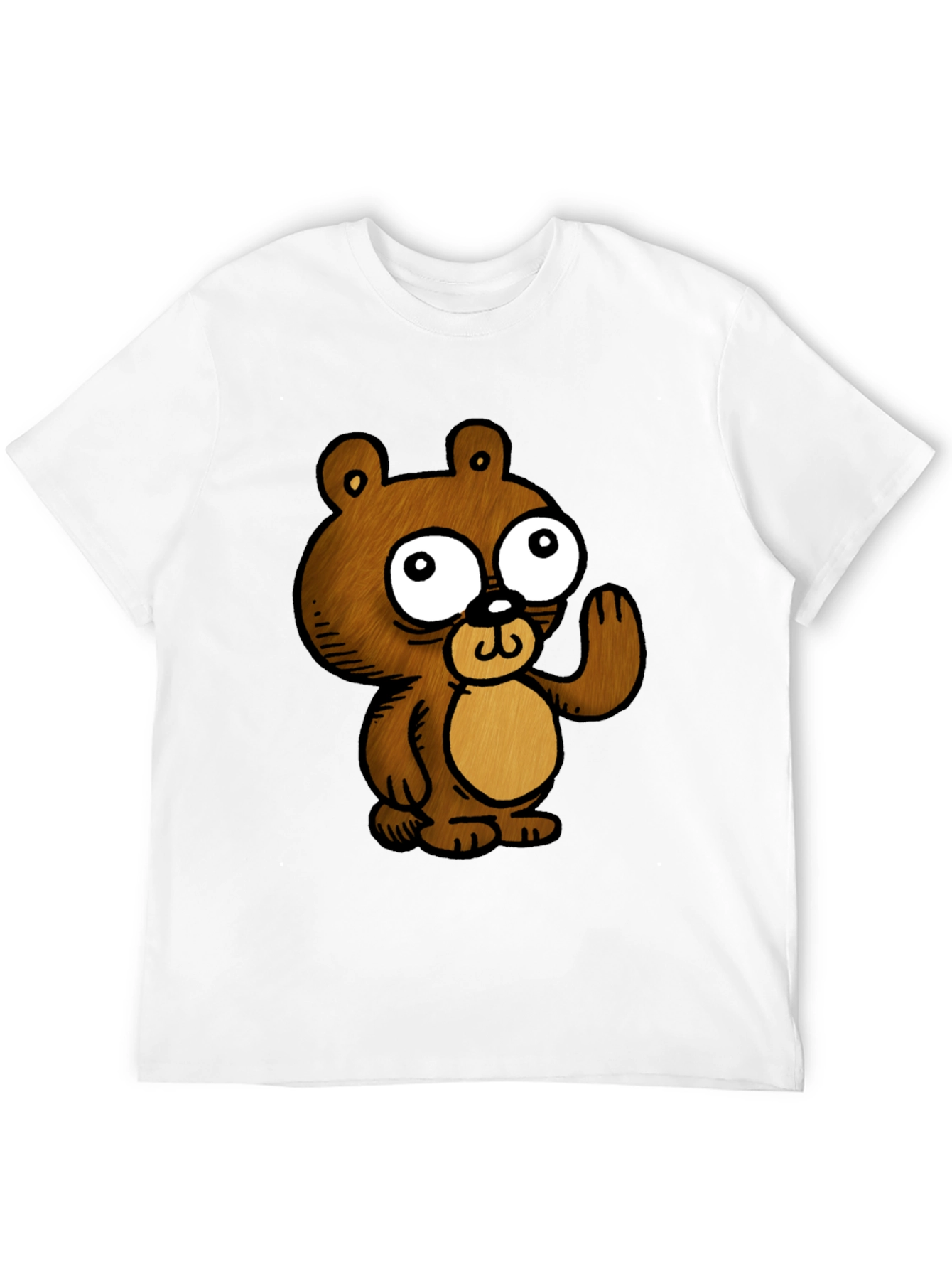 Black Cartoon Bear Graphic Black T-Shirt view 12