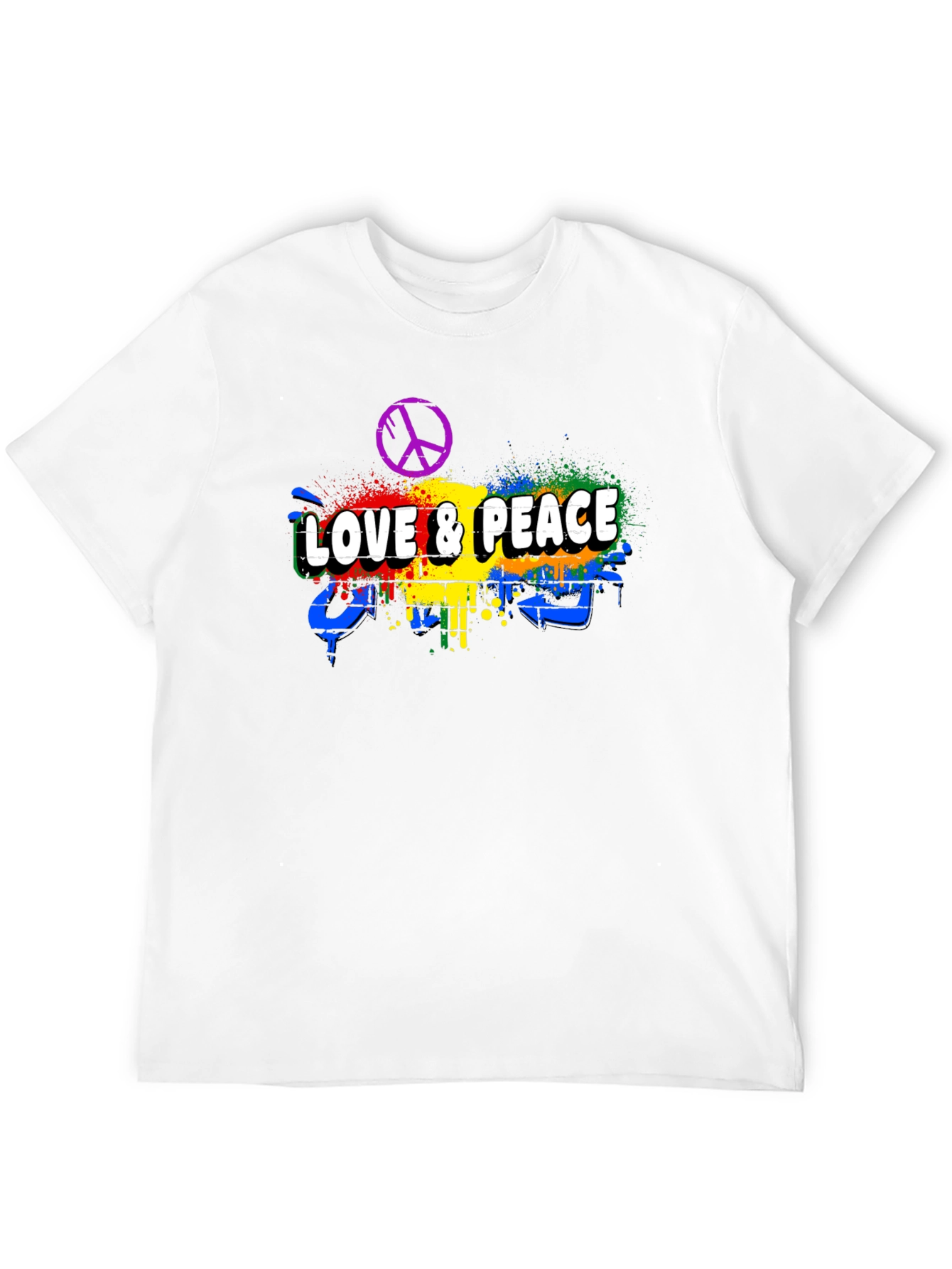 Black Love & Peace Graphic Tee - Men's Black T-Shirt view 12