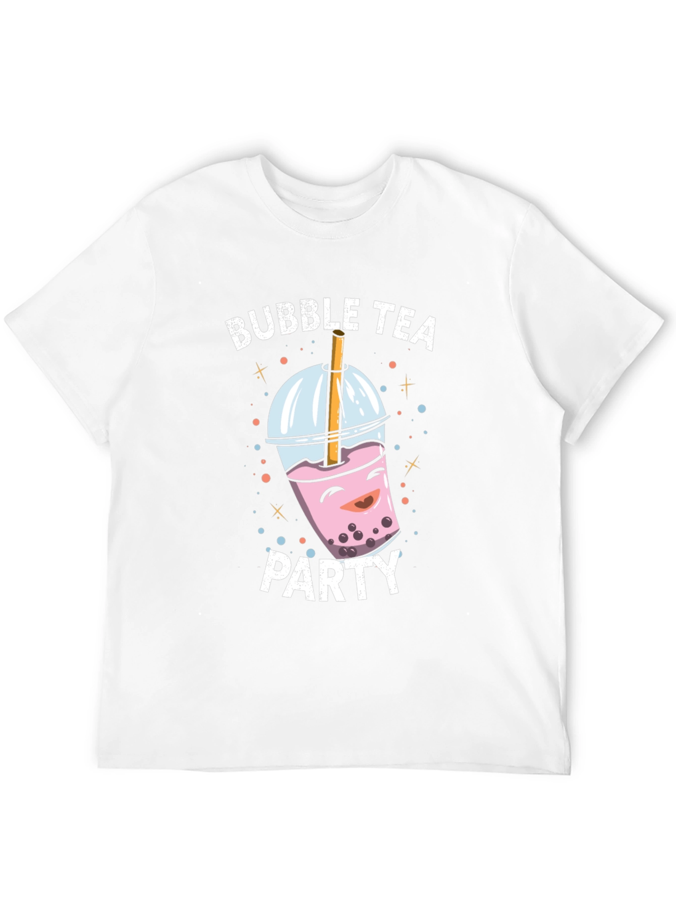 Black Bubble Tea Party Graphic Tee - Black Cotton T-Shirt view 12