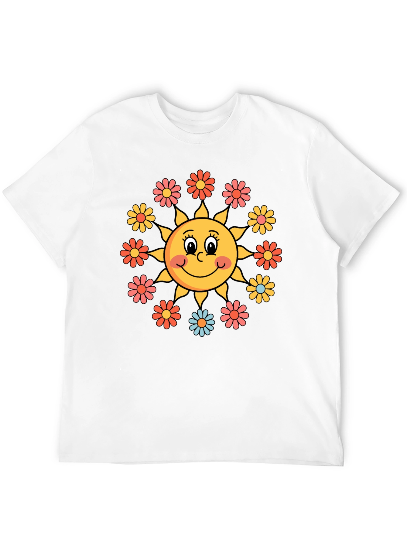 Black Retro Sun & Floral Graphic Tee - Groovy Vibes view 12