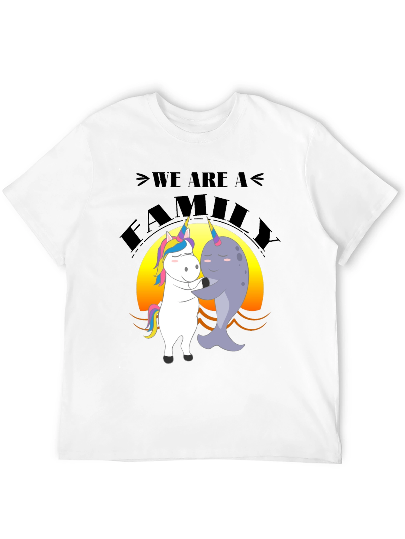 Black Unicorn and Narwhal Family T-Shirt view 12