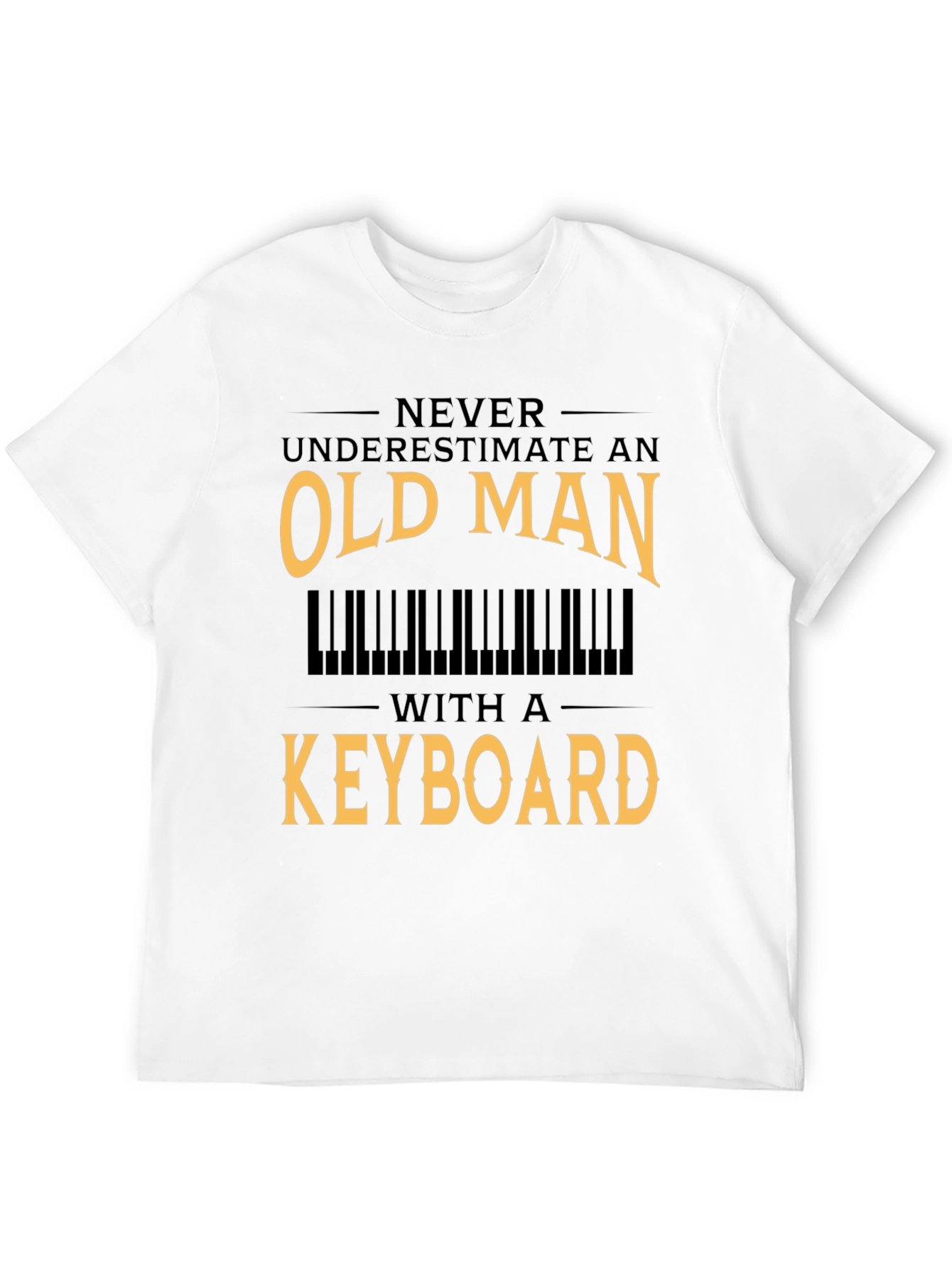 Black Old Man Keyboard T-Shirt - Musician Gift view 12