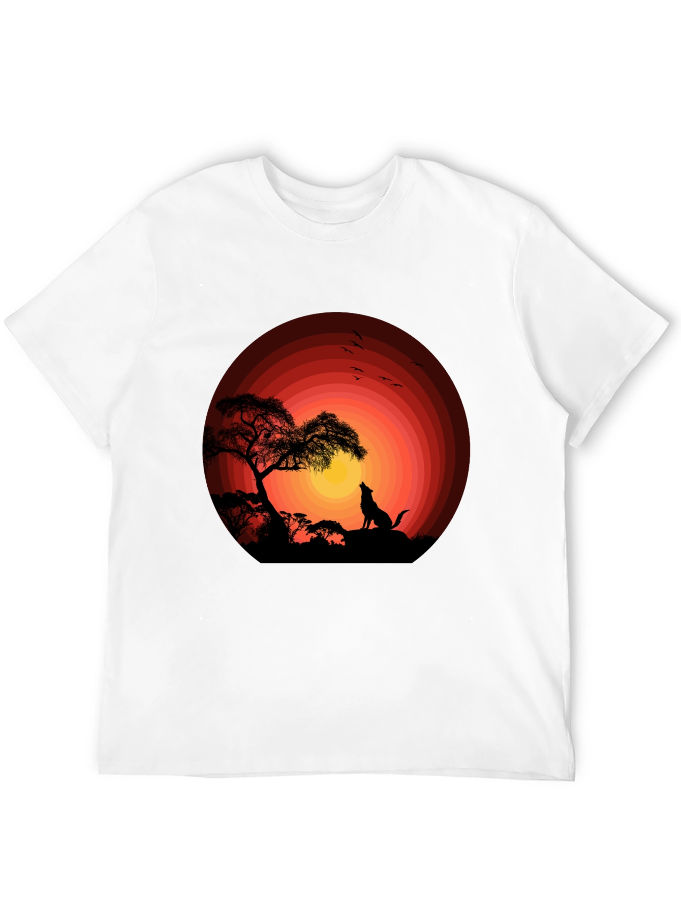 Black Wolf Sunset Graphic Tee - Black Cotton T-Shirt view 12