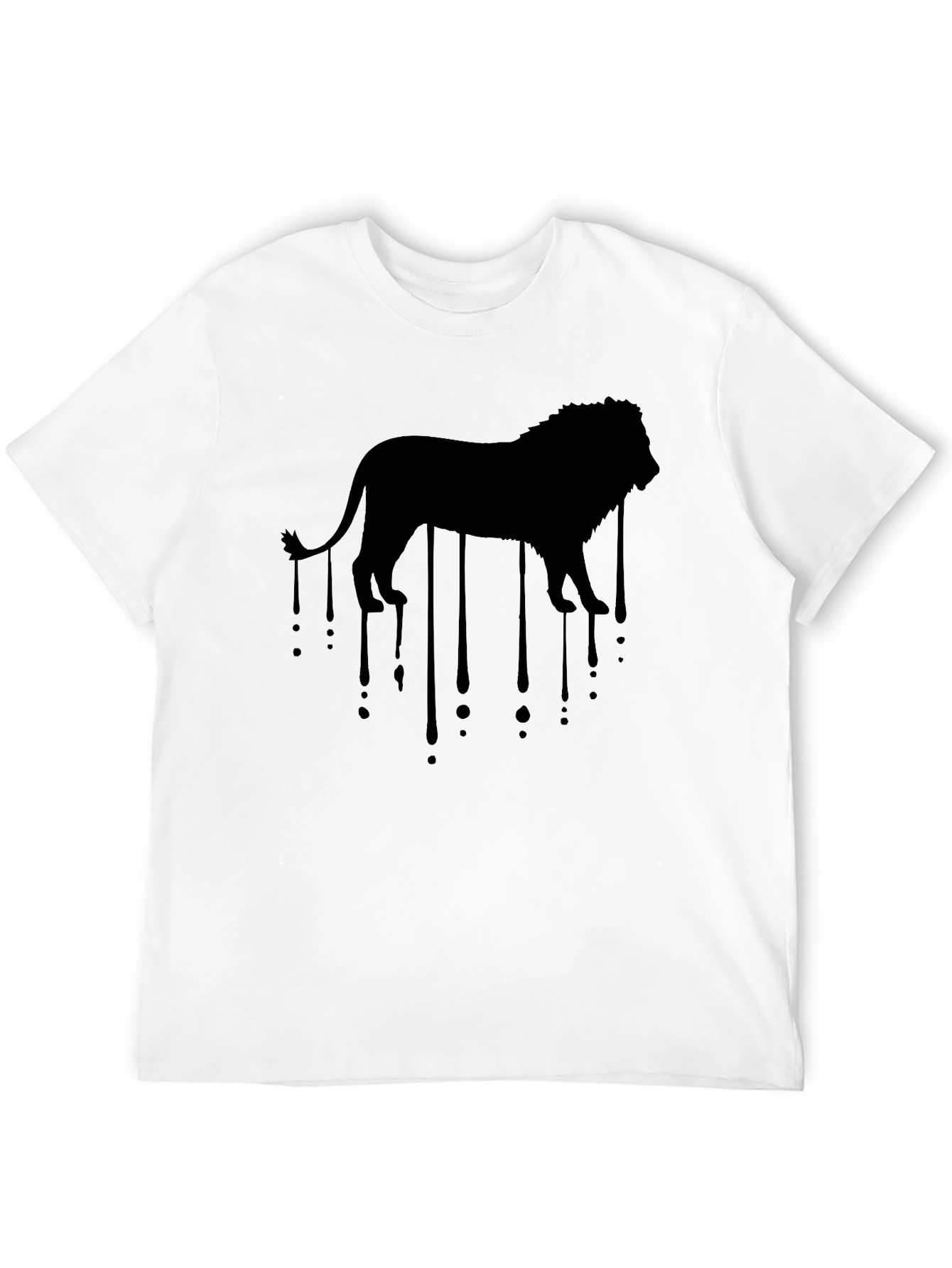 Black Men's Black Lion Drip Graphic T-Shirt view 12