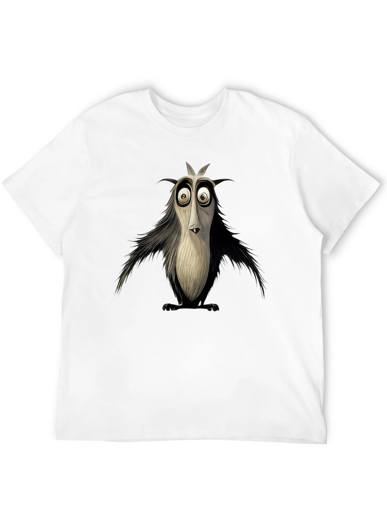 Black Cartoon Bird Graphic Tee - Black, Unique Design view 12