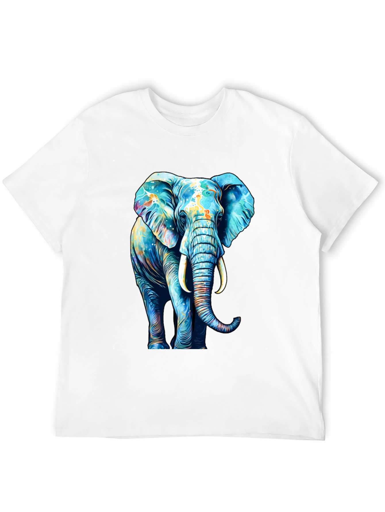 Black Vibrant Elephant Graphic Print Black T-Shirt view 12