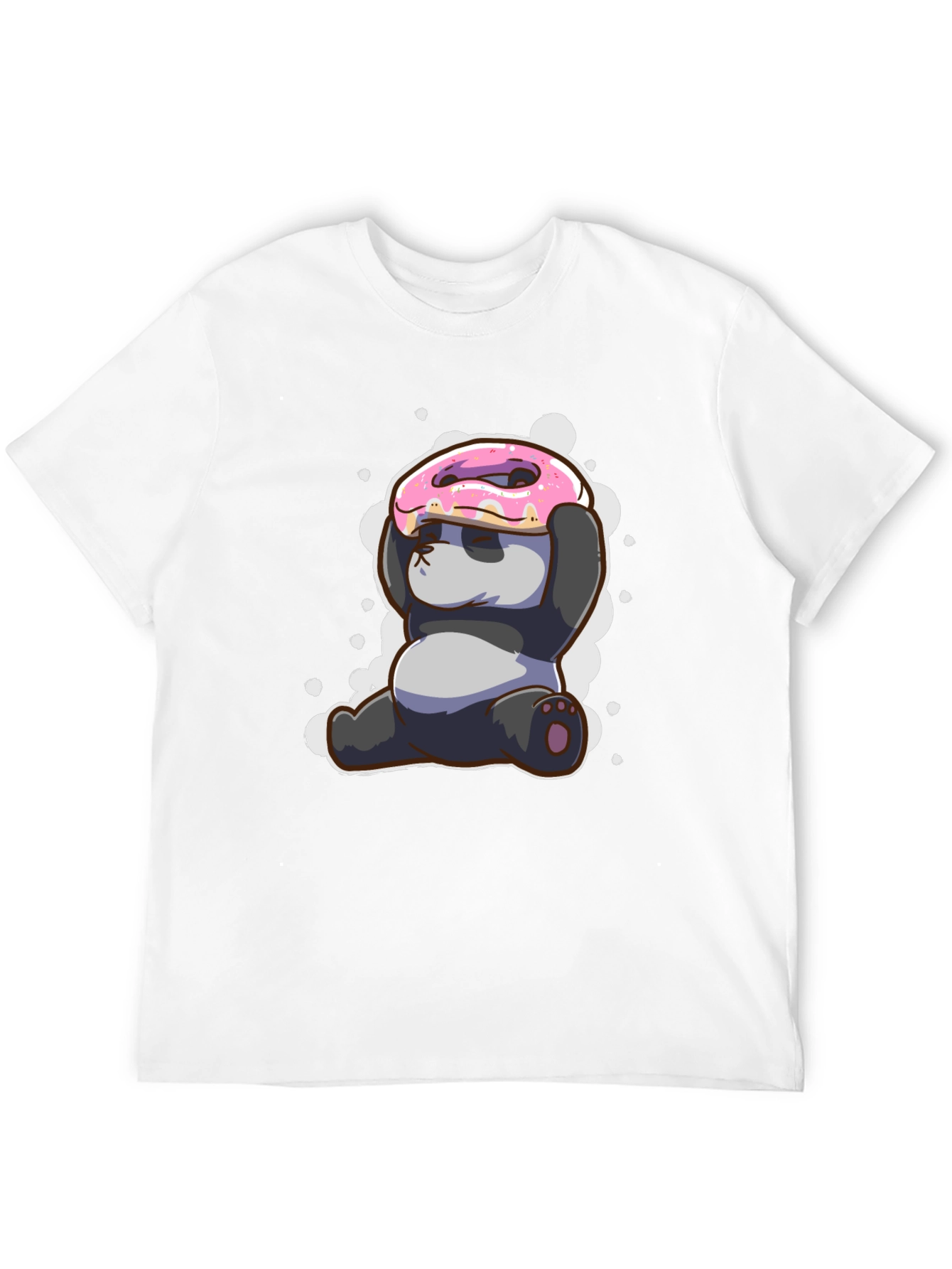 Black Funny Panda Donut T-Shirt - Cute Cartoon Tee view 12