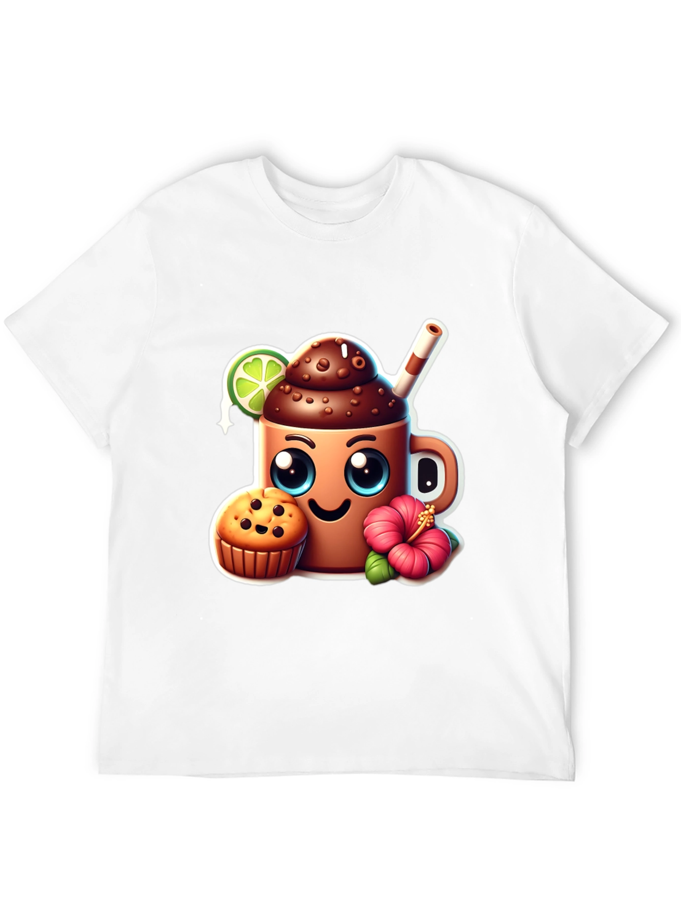 Black Fun Graphic Tee: Kawaii Coffee & Muffin view 12