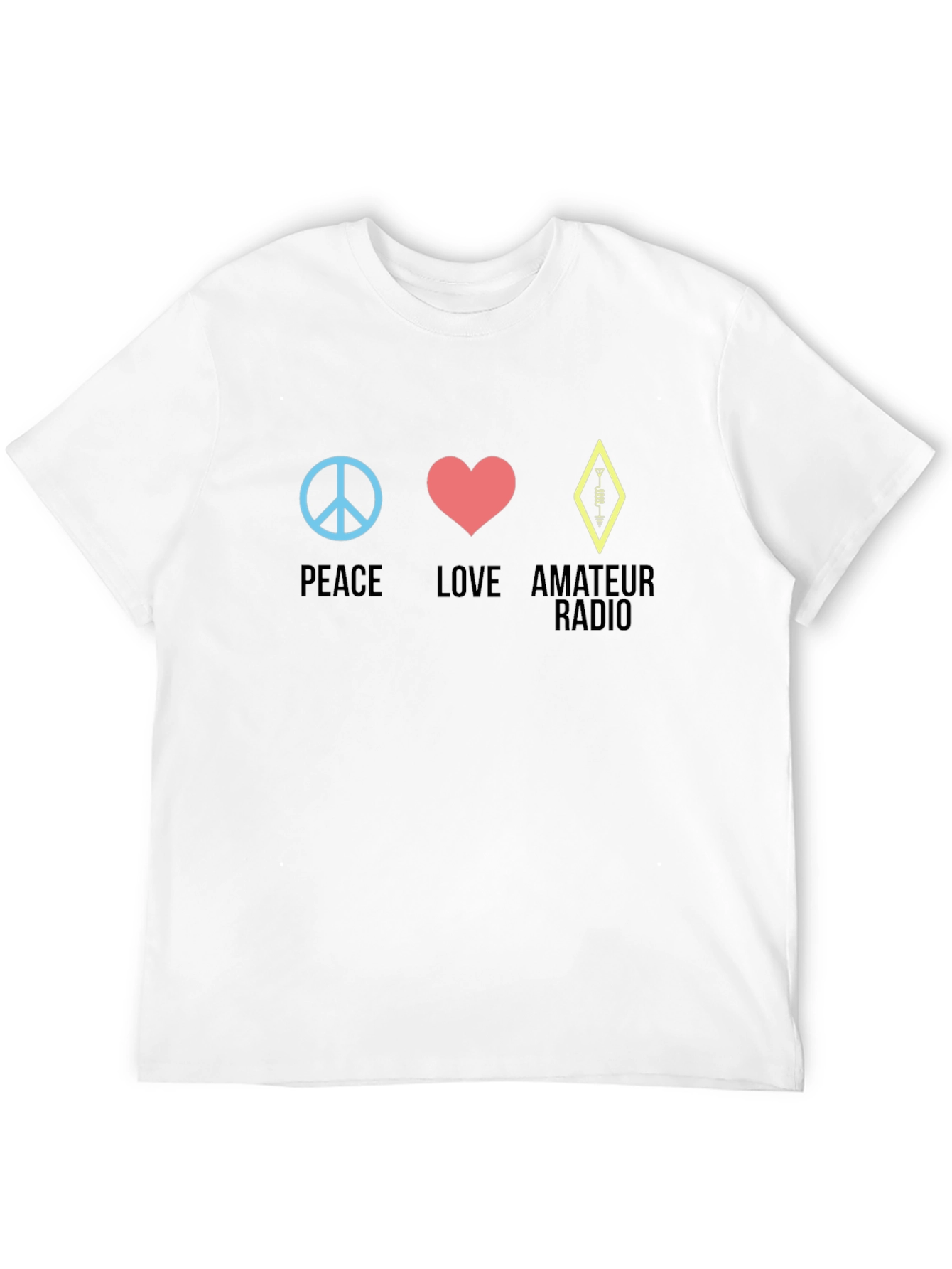 Black Peace Love Amateur Radio T-Shirt - Black view 12