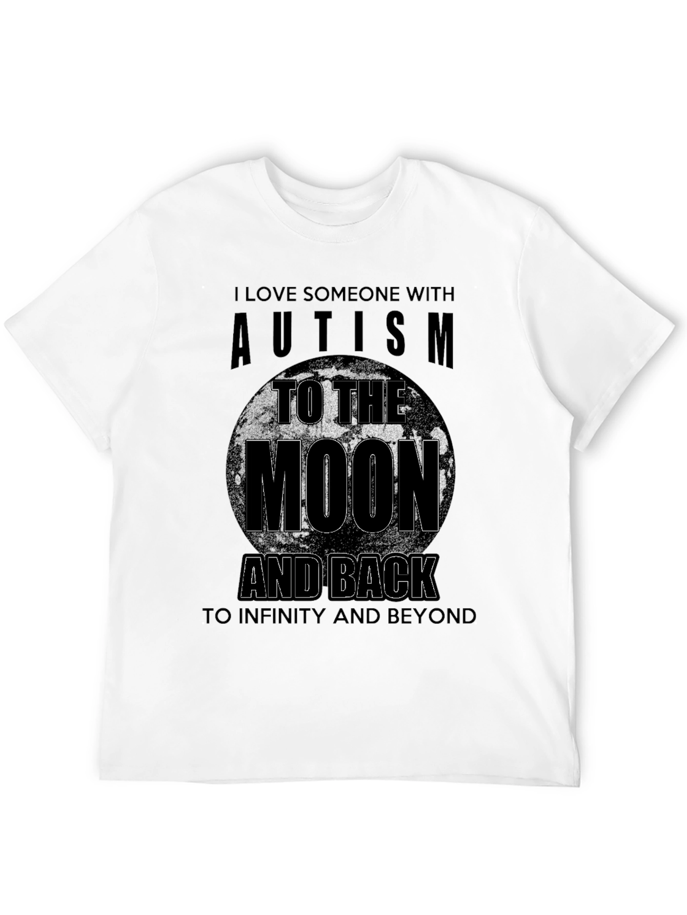 Black Autism Awareness T-Shirt - Love to the Moon and Back view 12