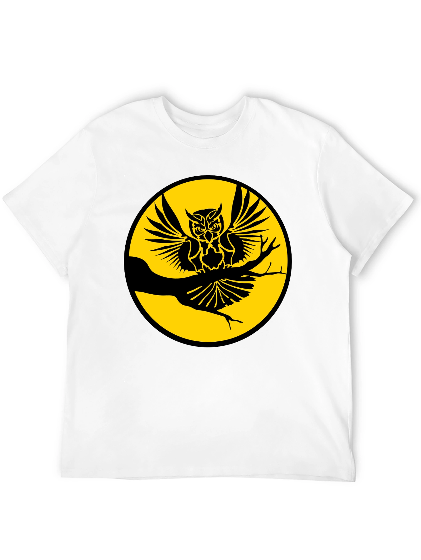 Black Owl on Branch Graphic Tee - Men's Black T-Shirt view 12