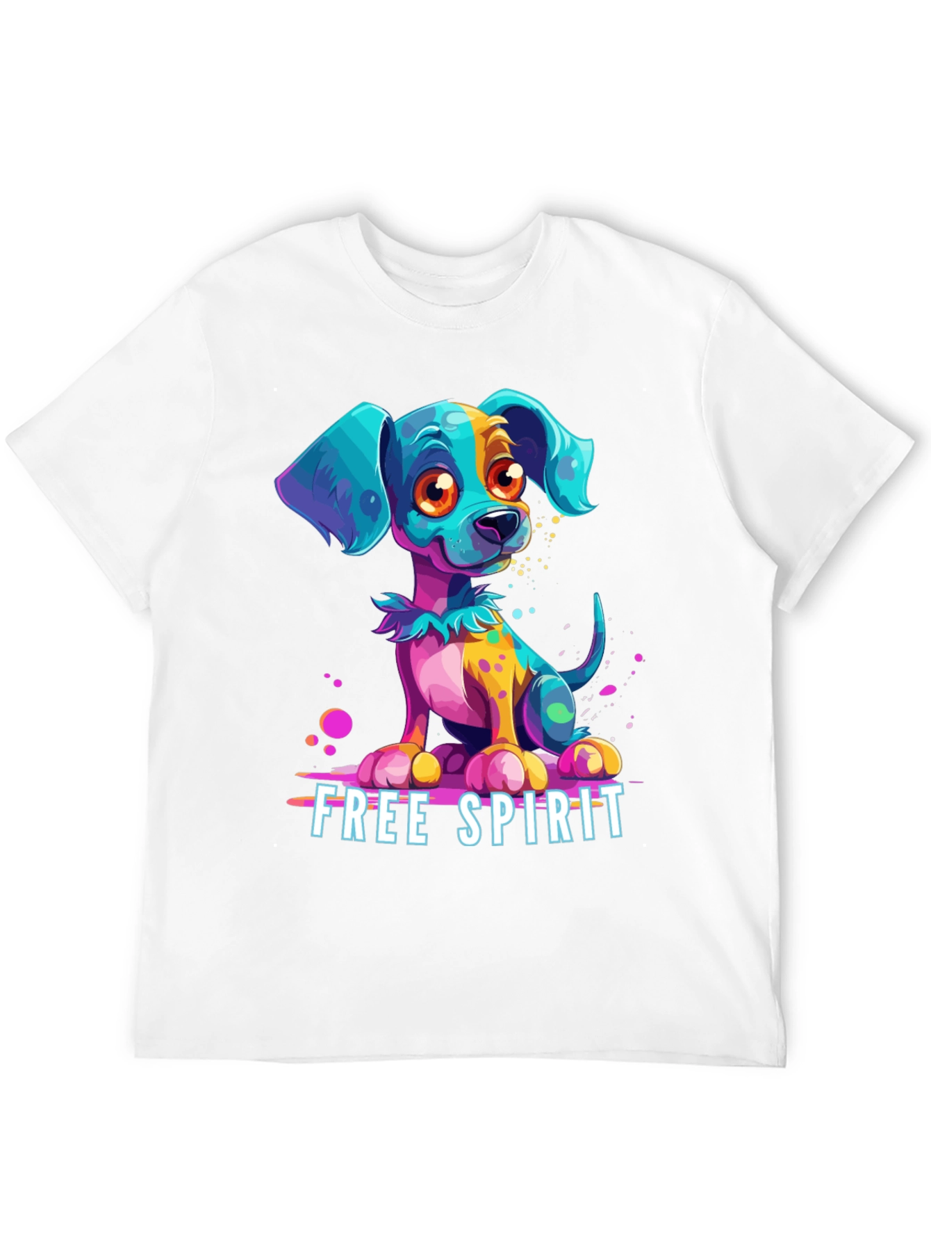 Black Free Spirit Dog Graphic Tee - Unique Colorful Puppy Design view 12