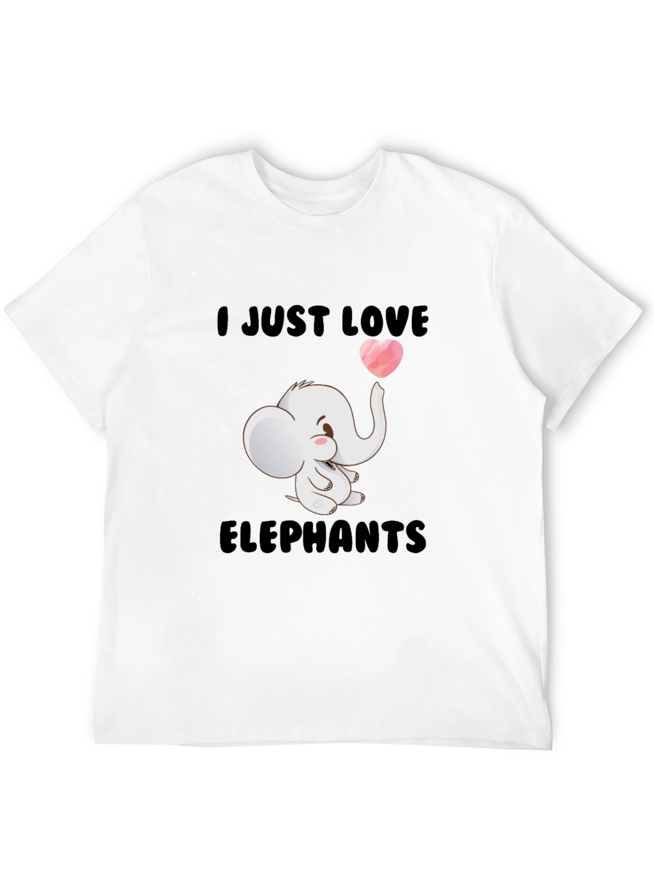Black I Love Elephants Black T-Shirt view 12