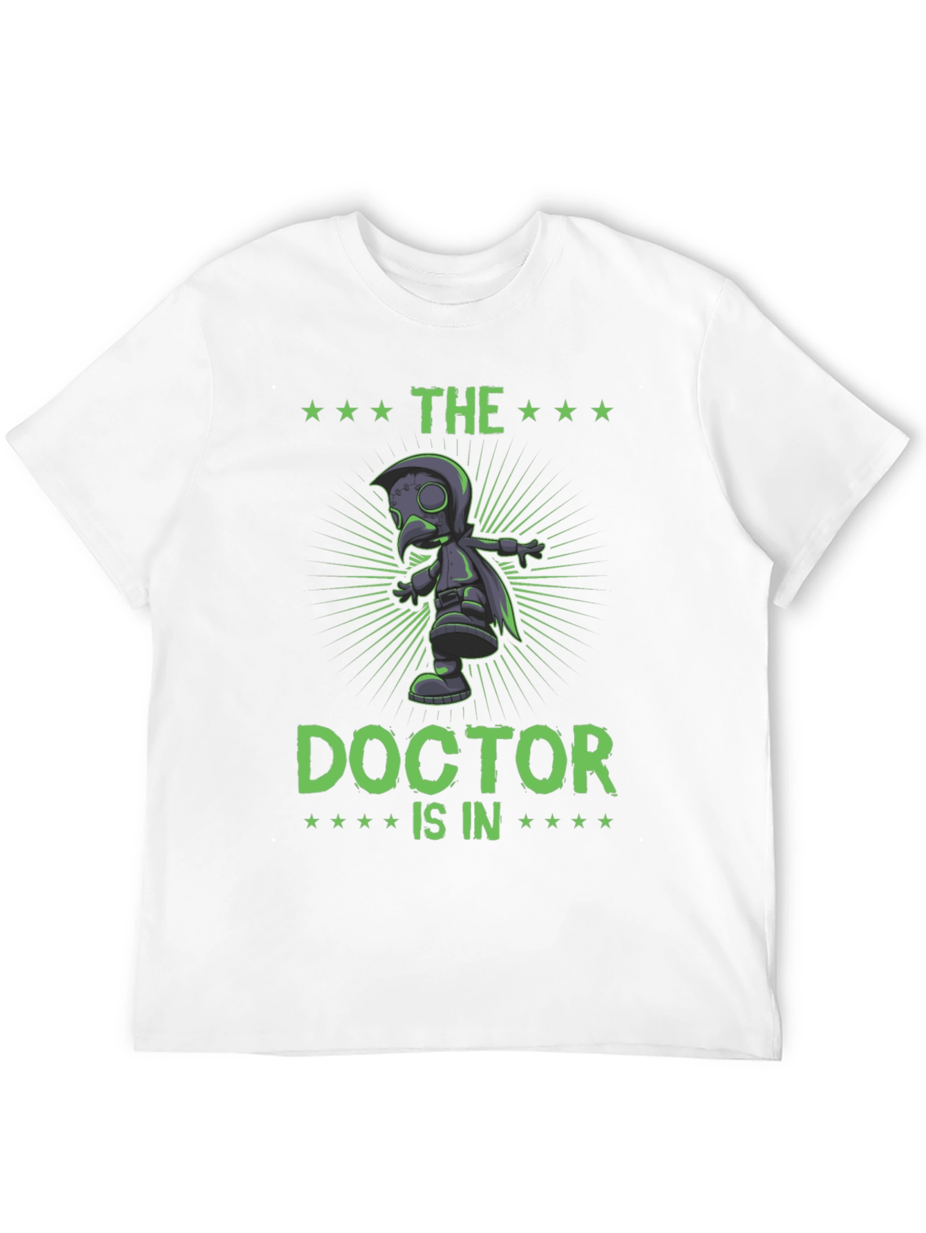 Black The Doctor Is In T-Shirt Plague Doctor Graphic Novelty Tee view 12