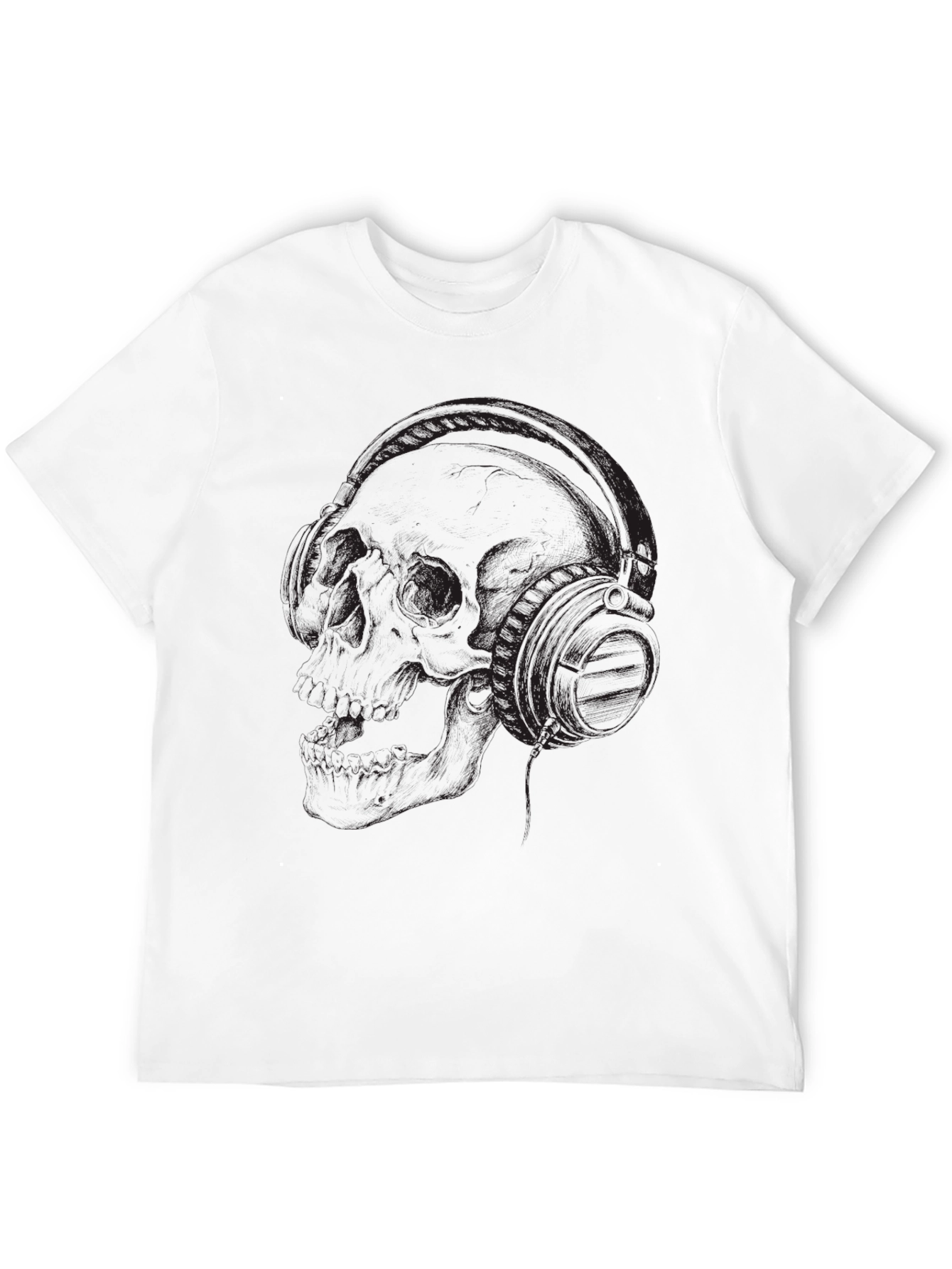 Black Skull and Headphones Graphic T-Shirt - Dark Style view 12