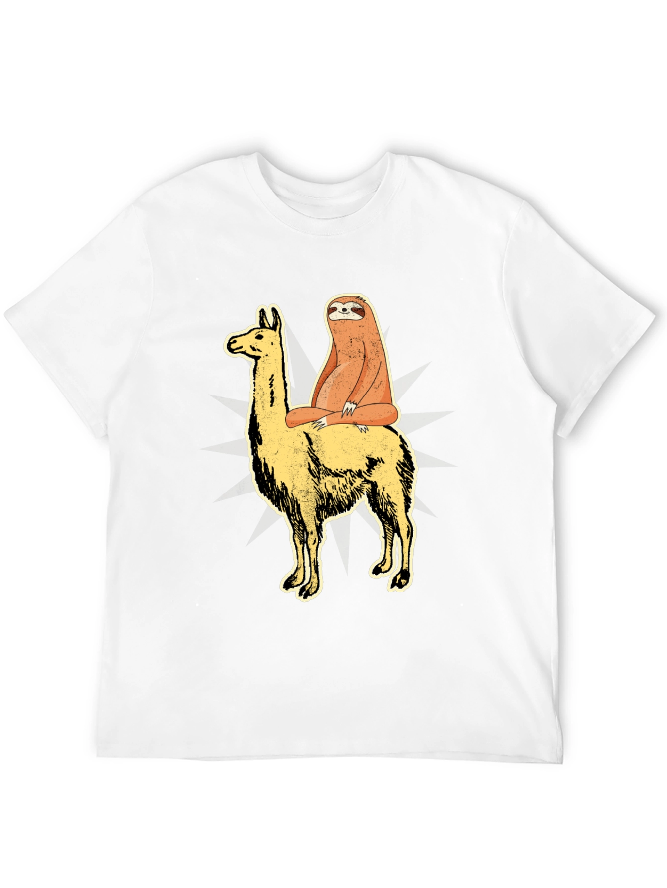 Black Sloth Riding Llama Graphic Tee - Unisex T-Shirt view 12