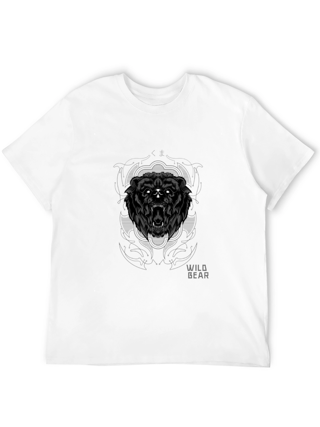 Black Wild Bear Graphic Tee - Black Cotton T-Shirt view 12