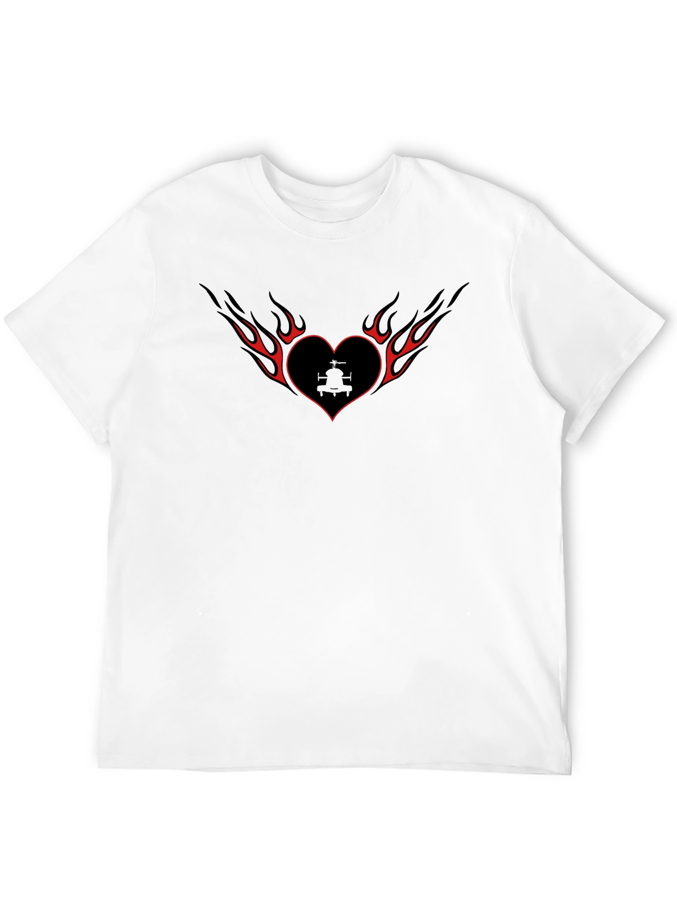 Black Flaming Heart Graphic Tee - Black view 12