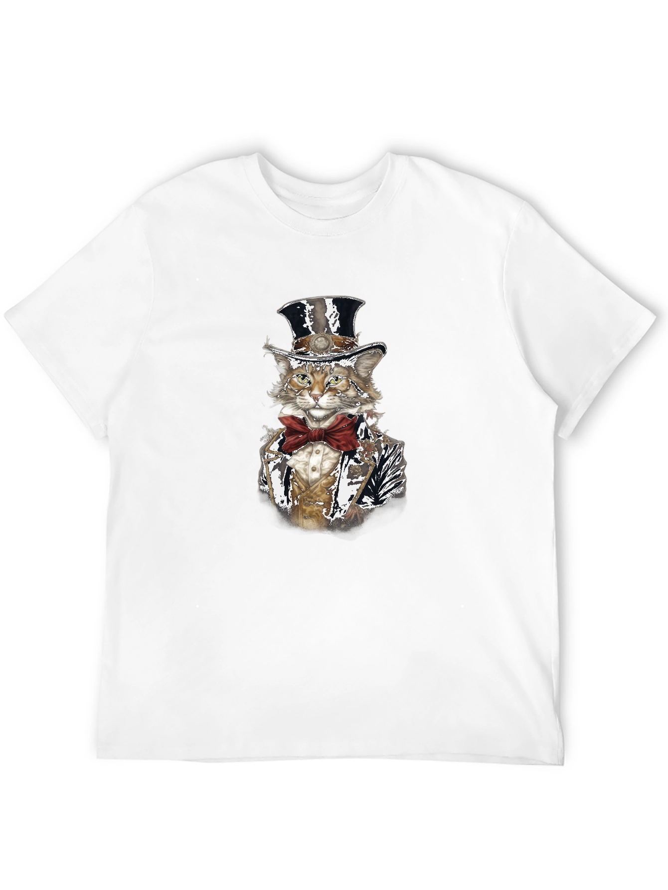 Black Gentleman Cat T-Shirt - Top Hat & Bowtie view 12