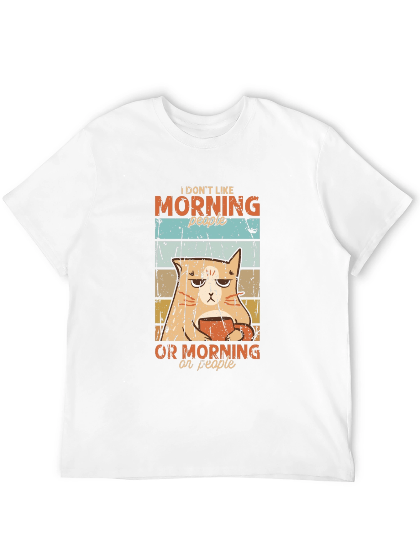 Black Funny Cat Morning People Graphic T-Shirt view 12