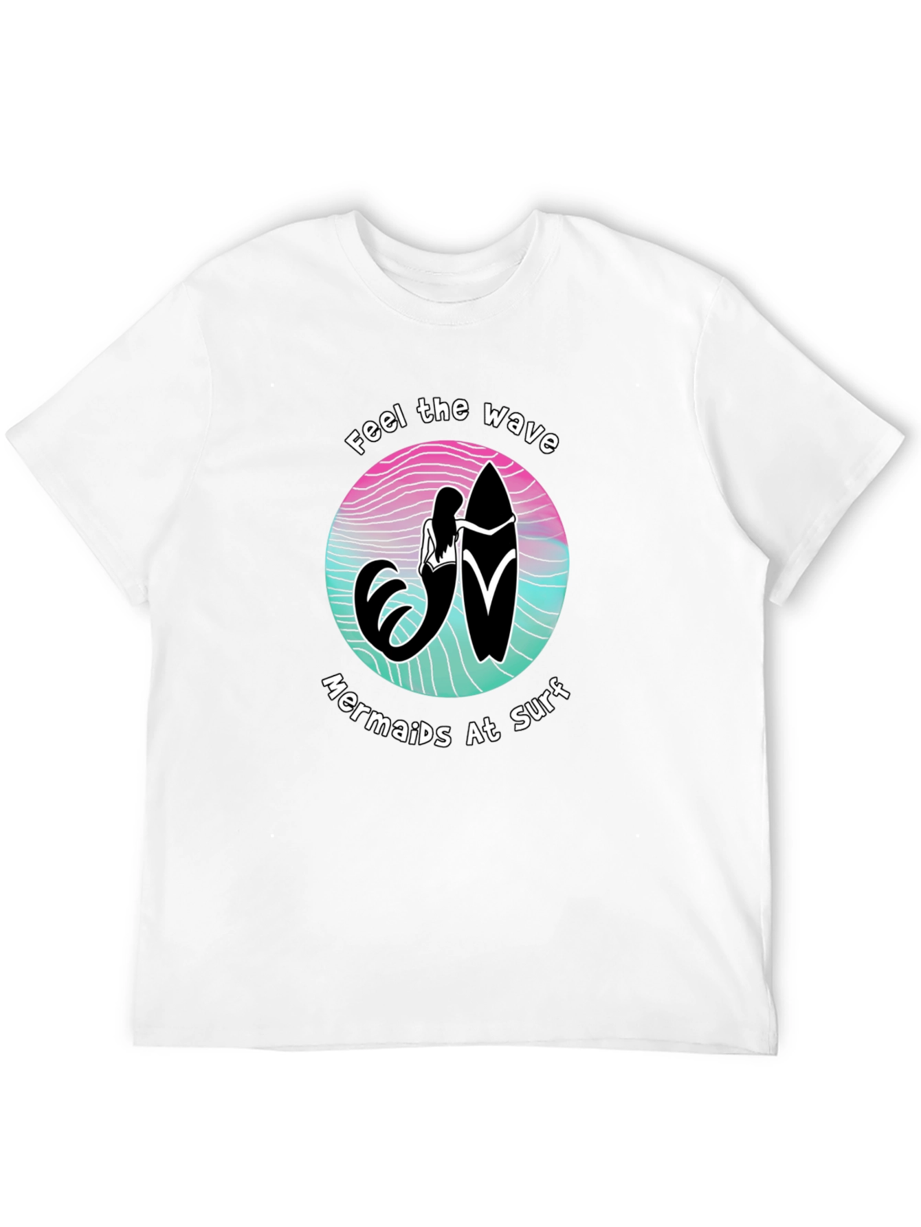 Black Mermaids at Surf T-Shirt - Feel the Wave Graphic Tee view 12