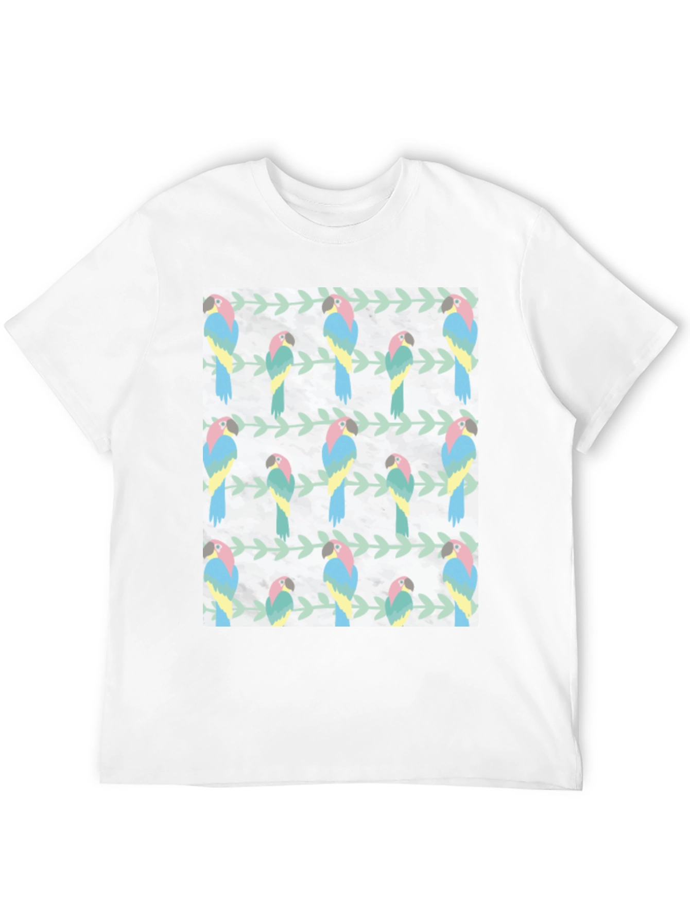 Black Parrot Pattern Black T-Shirt view 12