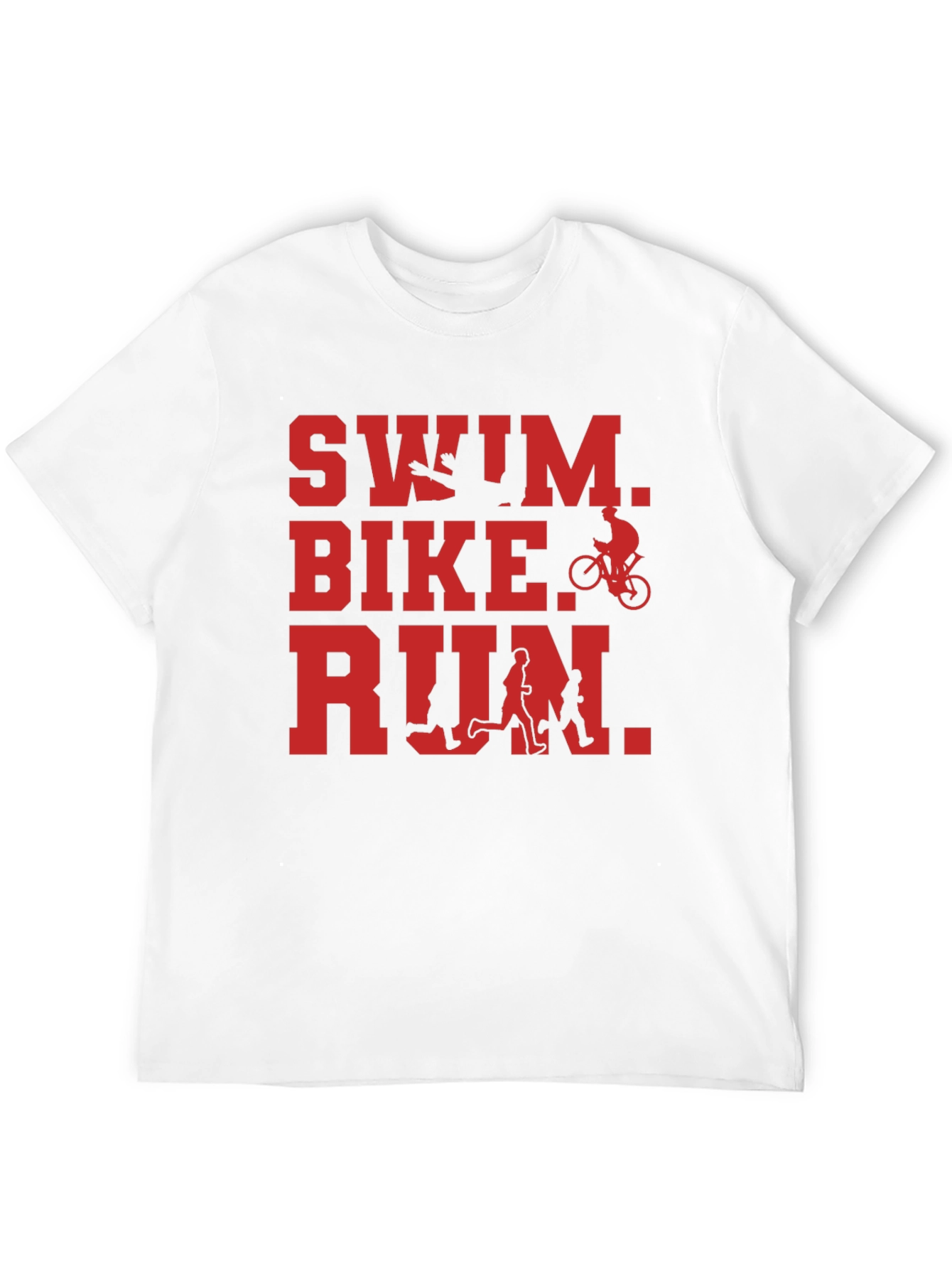 Black Swim Bike Run Triathlon T-Shirt - Black view 12