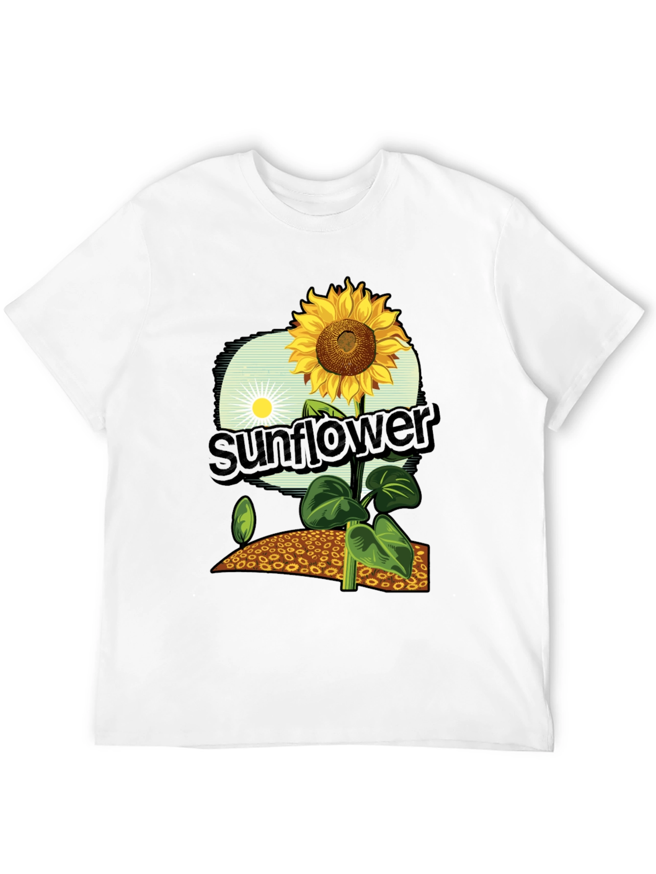 Black Sunflower Graphic Print T-Shirt - Black Cotton Tee view 12