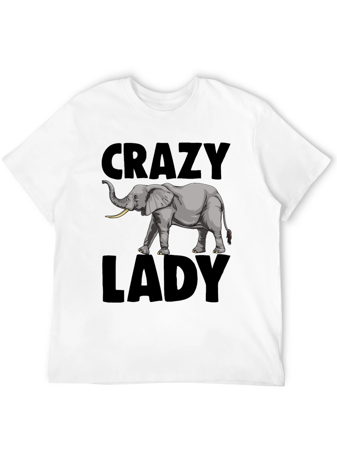 Black Crazy Elephant Lady Graphic Tee - Black view 12