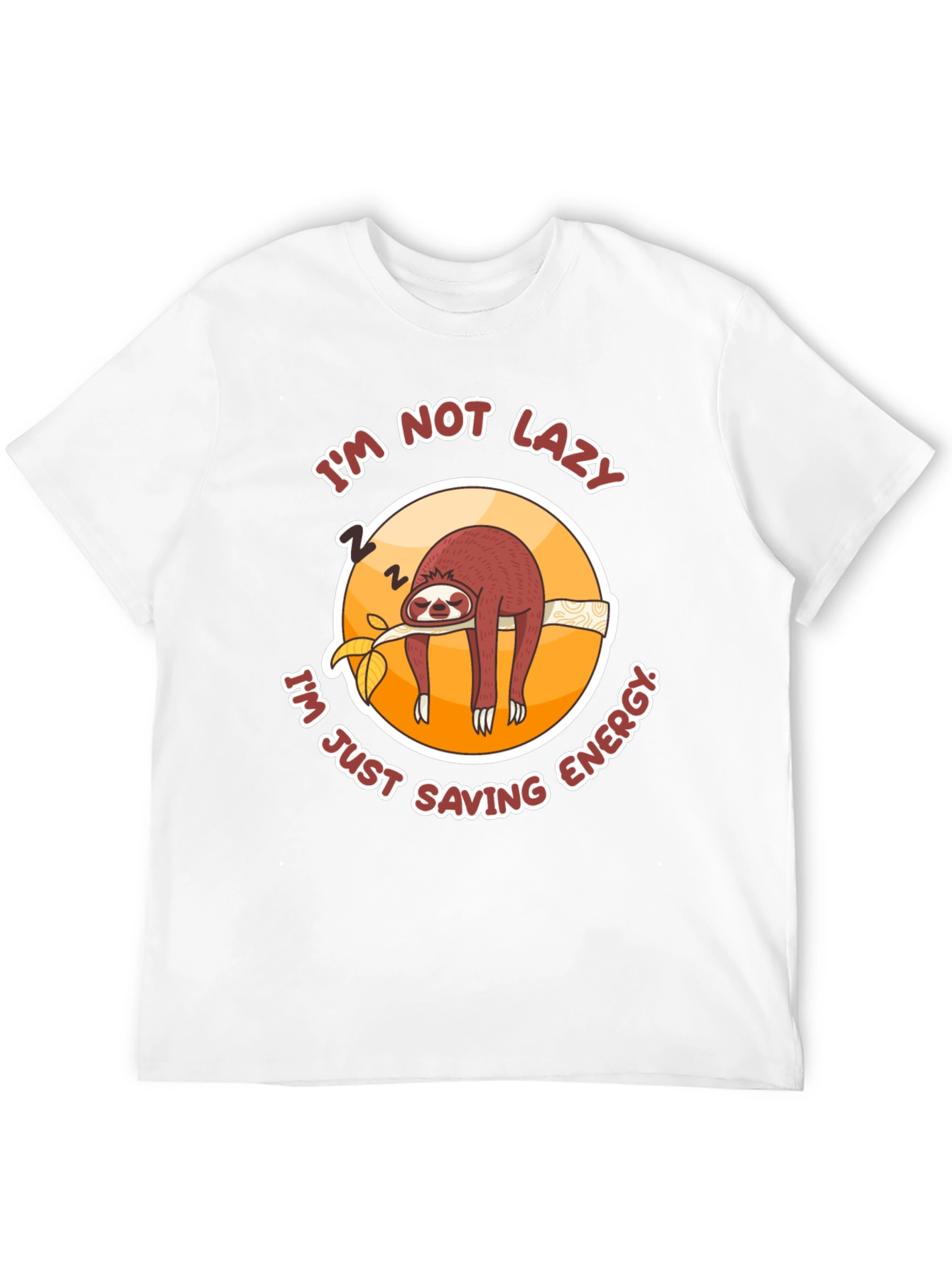 Black Funny Sloth T-Shirt: I'm Not Lazy, Saving Energy! view 12