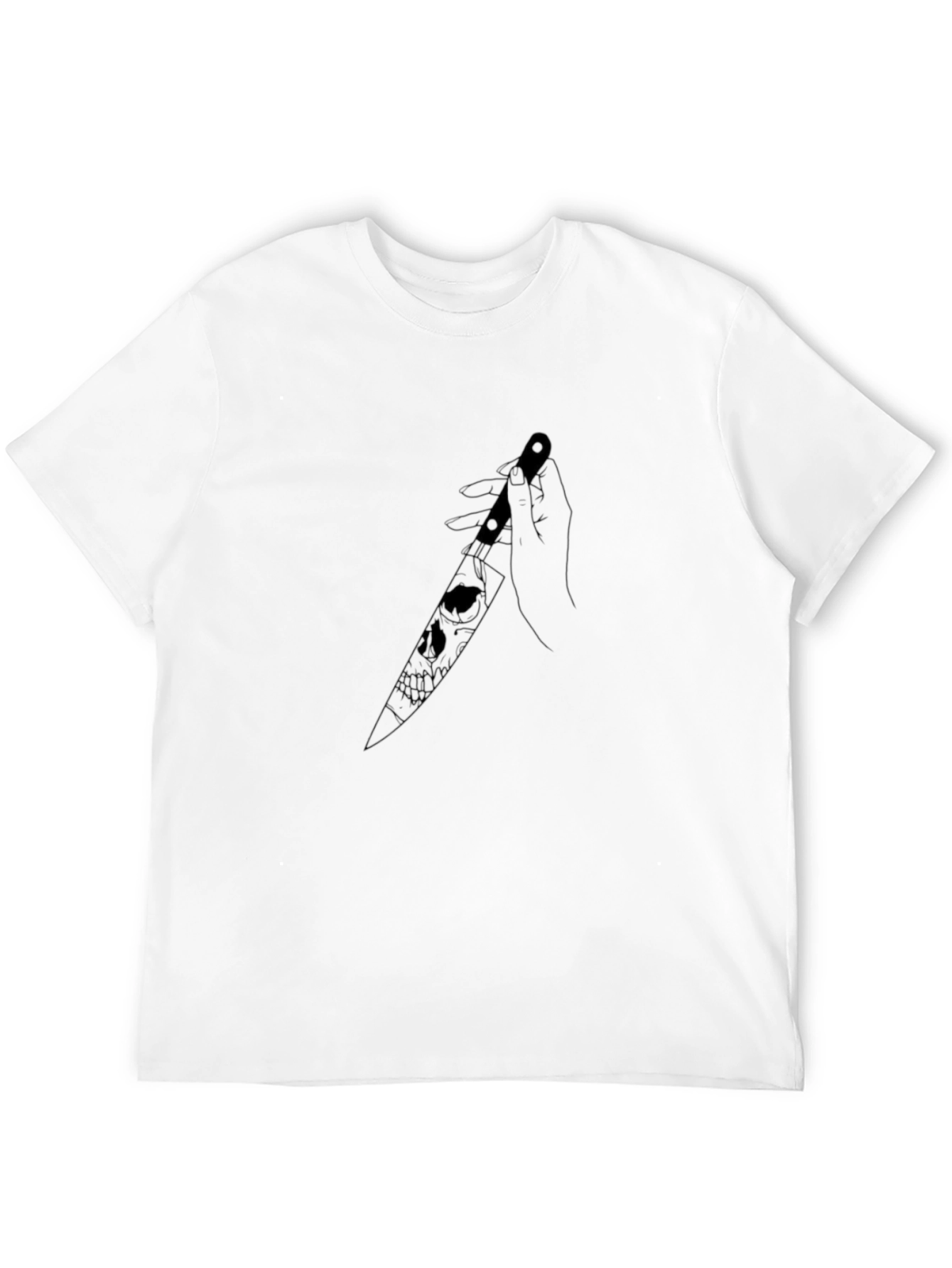 Black Skull Knife Graphic T-Shirt - Edgy Unisex Design view 12