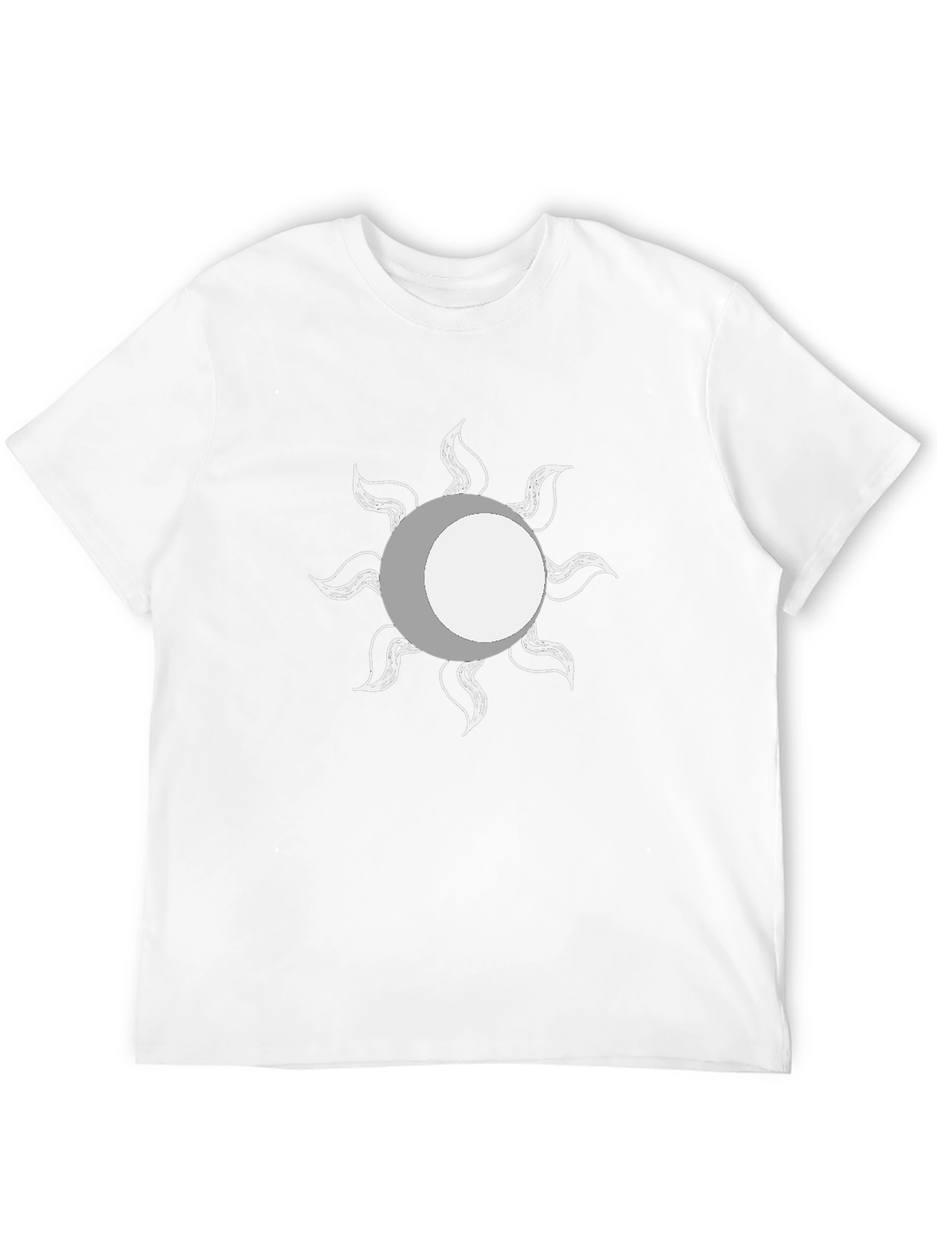 Black Men's Black T-Shirt with Moon & Sun Graphic view 12