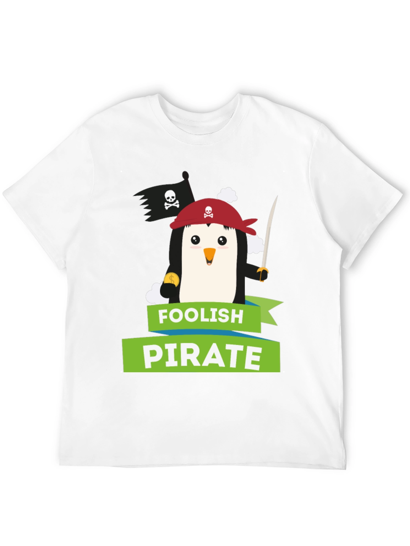 Black Foolish Pirate Penguin Graphic T-Shirt view 12
